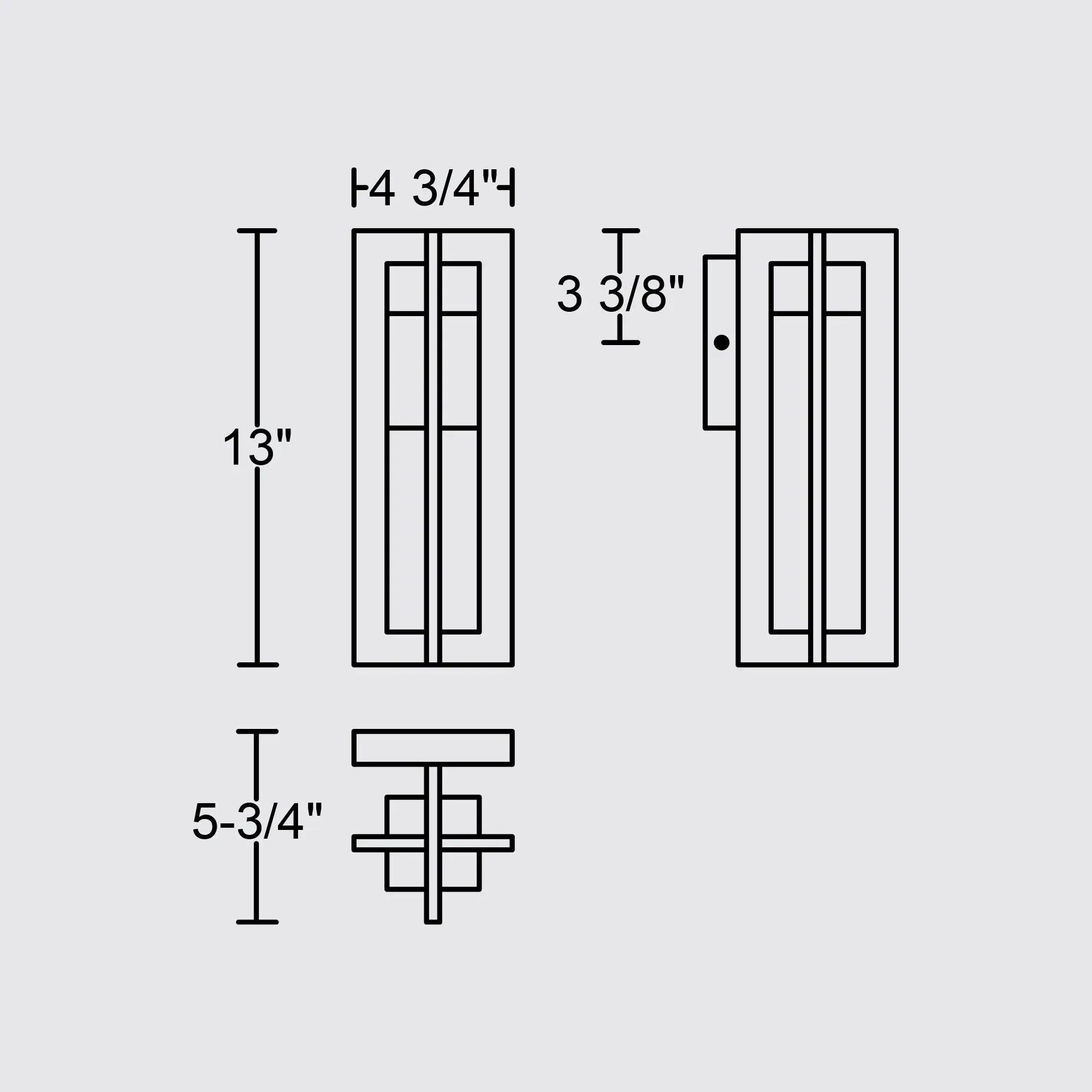 Alteck 4 Bar 13-Inch Black 3-CCT LED Outdoor Wall Light - AW0001-3CCT-W-BK - Line Drawing