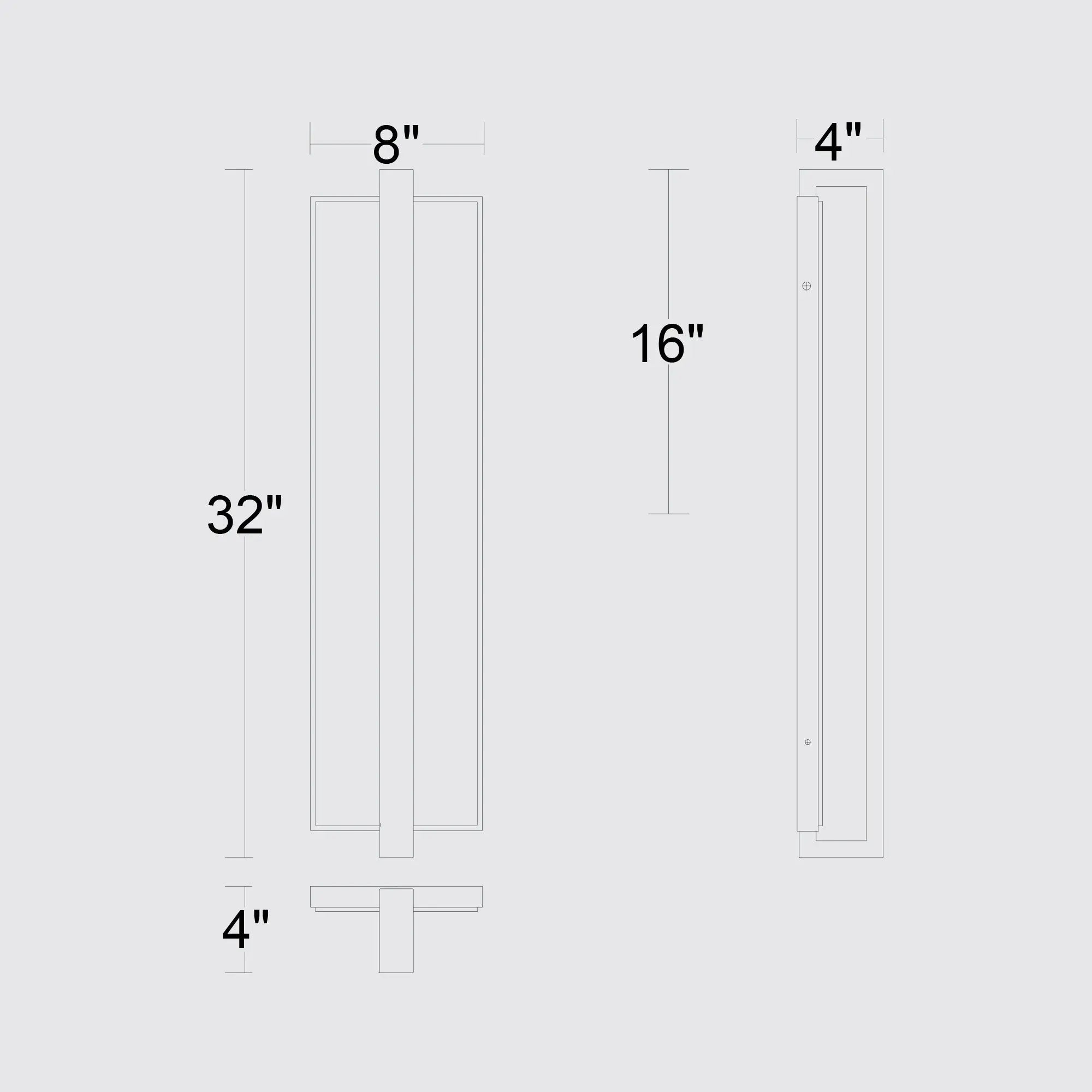Alteck Seafoam 32-Inch Black 3-CCT LED Outdoor Wall Light - AW0007-3CCT-W-BK - Line Drawing