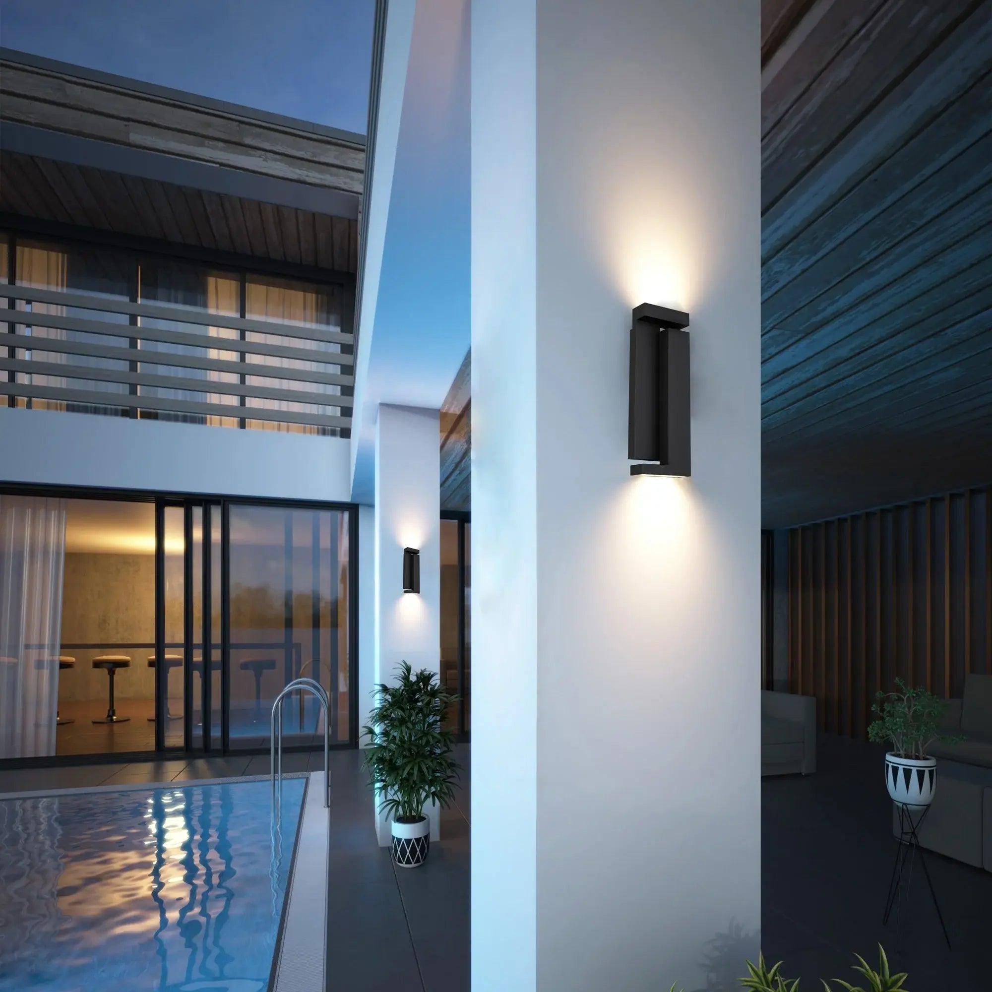 Alteck Dance 18-Inch Black 3-CCT LED Outdoor Wall Light - Wet Rated - AW0037-3CCT-W-BK Alteck
