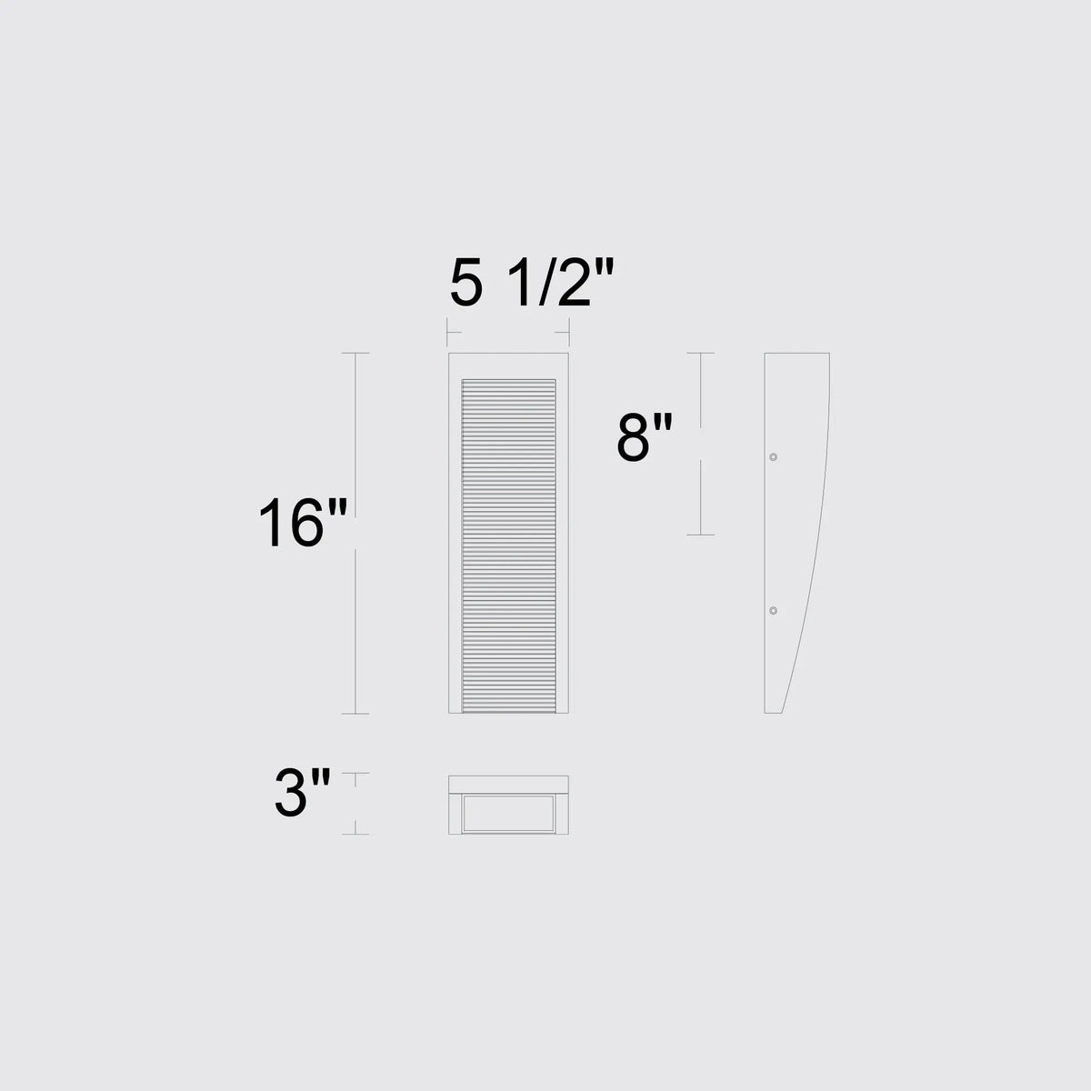 Alteck Taper 16-Inch Black 3-CCT LED Outdoor Wall Light - AW0039-3CCT-W-BK - Line Drawing