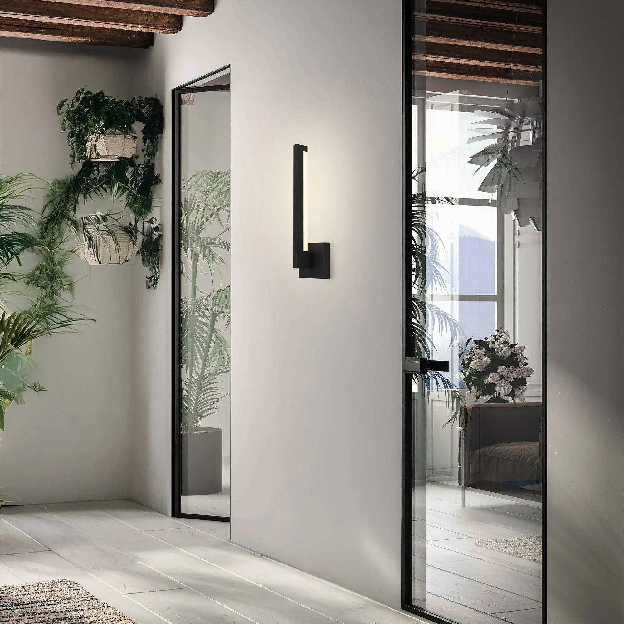 Alteck Lana 18-Inch Black 3-CCT LED Outdoor Wall Light - AW0040-3CCT-W-BK - Application Interior Image
