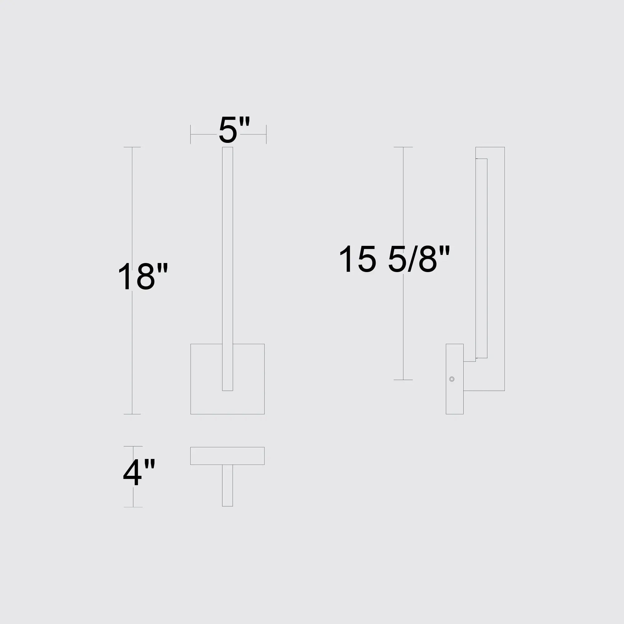 Alteck Lana 18-Inch Black 3-CCT LED Outdoor Wall Light - AW0040-3CCT-W-BK - Line Drawing