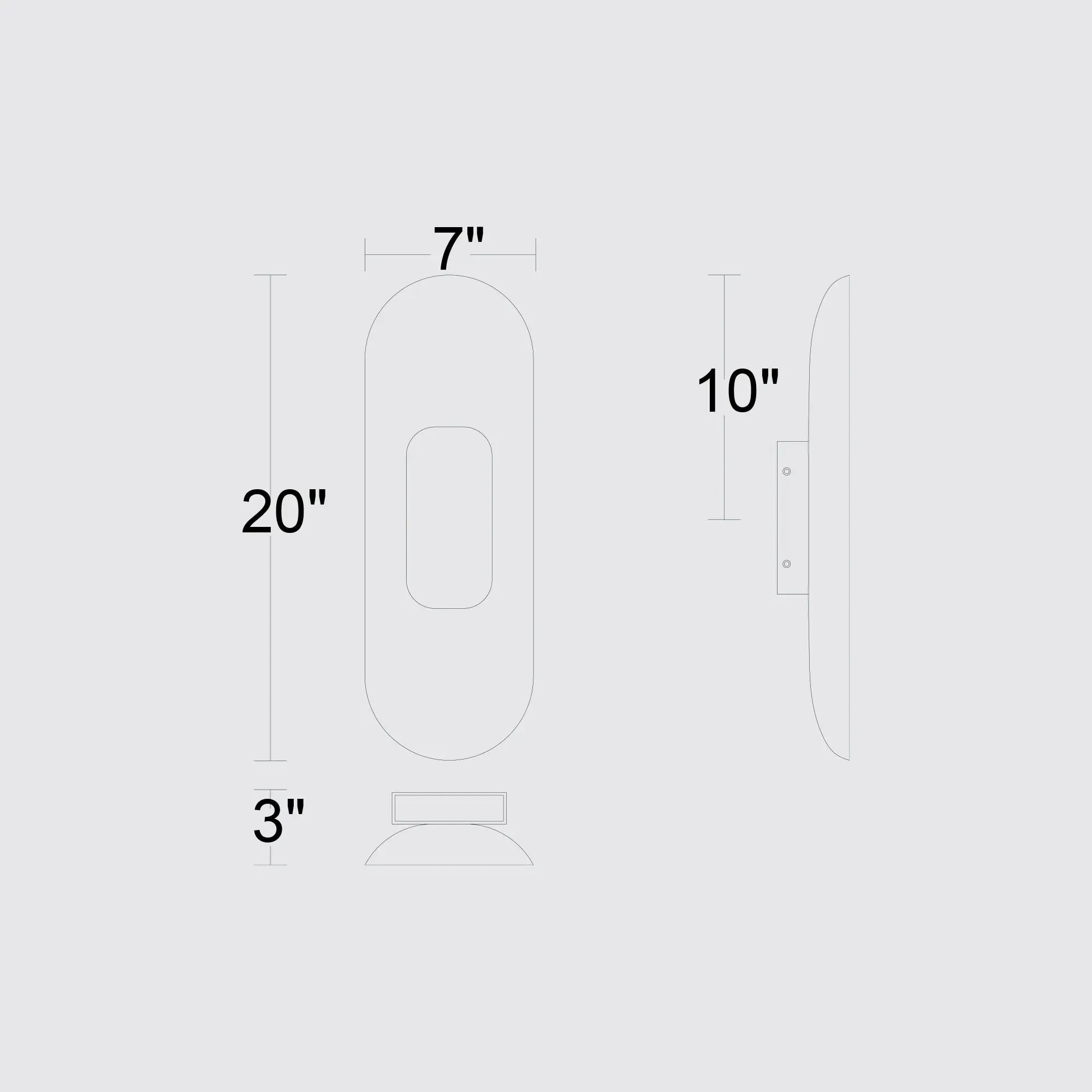 Alteck Marilyn 20-Inch Black 3-CCT LED Outdoor Wall Light - AW0042-3CCT-W-BK/BB - Line Drawing