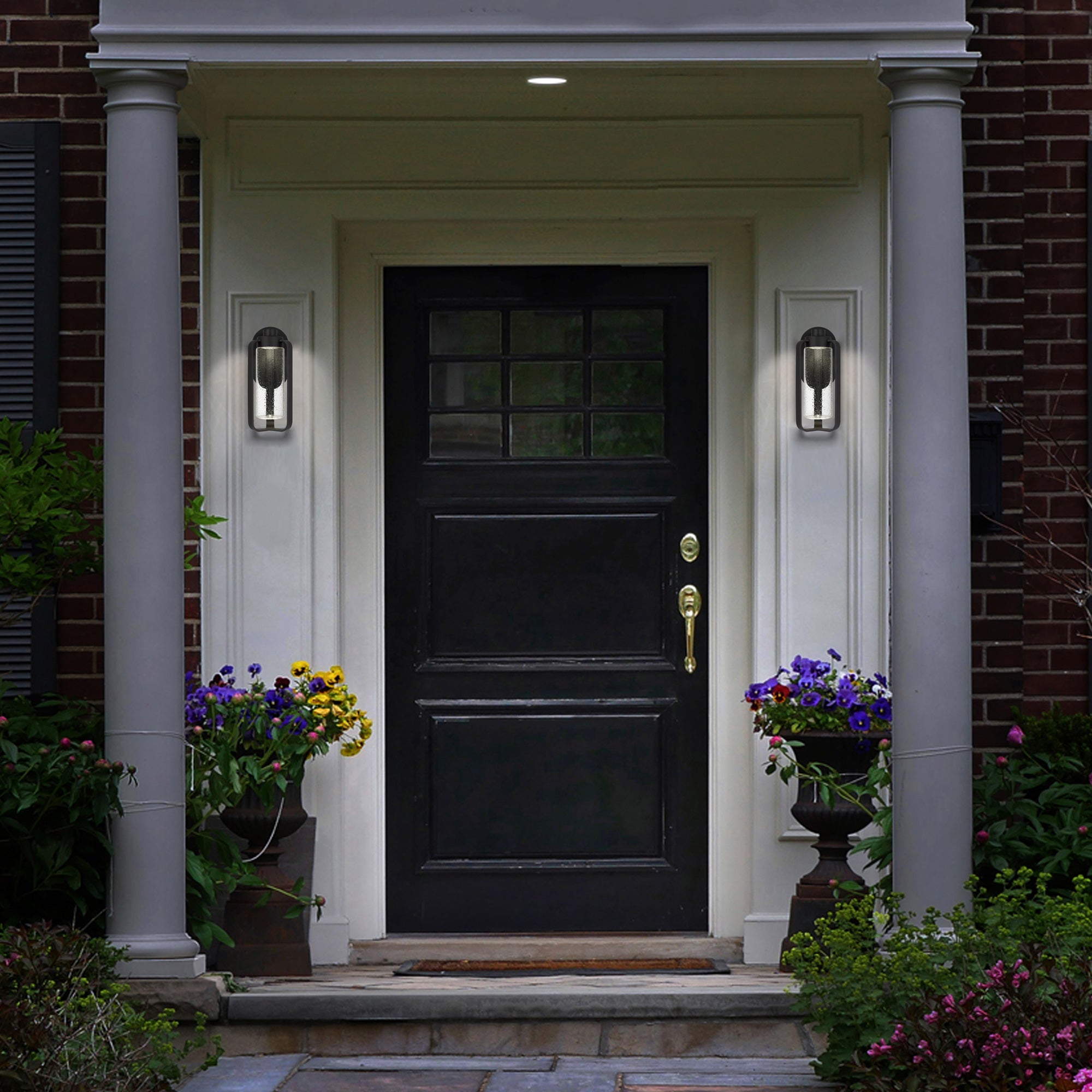 Alteck Clover 12-Inch Black 3-CCT LED Outdoor Wall Light - AW0047-3CCT-W-BK - Application Exterior Image