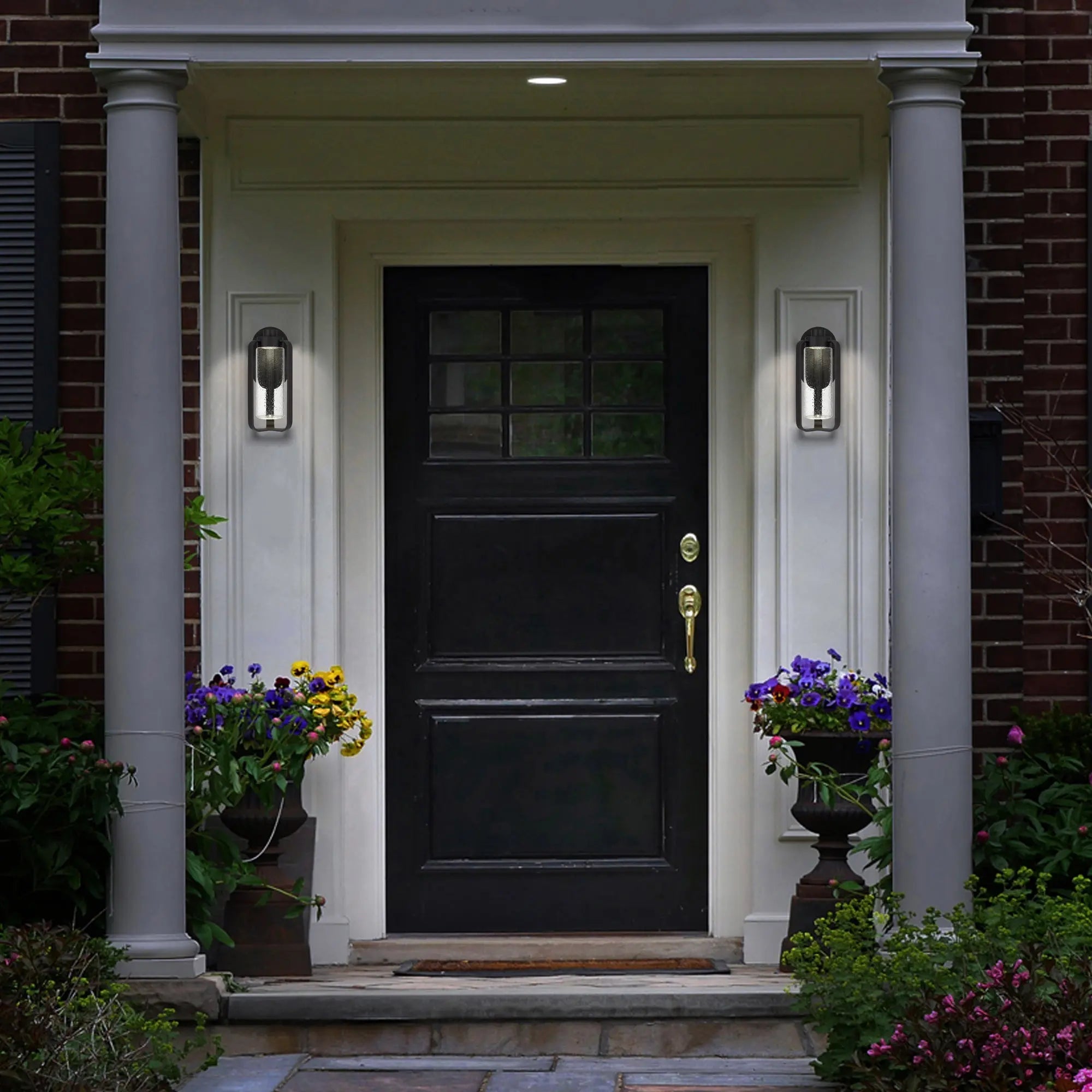 Alteck Clover 12-Inch Black 3-CCT LED Outdoor Wall Light - AW0047-3CCT-W-BK - Application Exterior Image