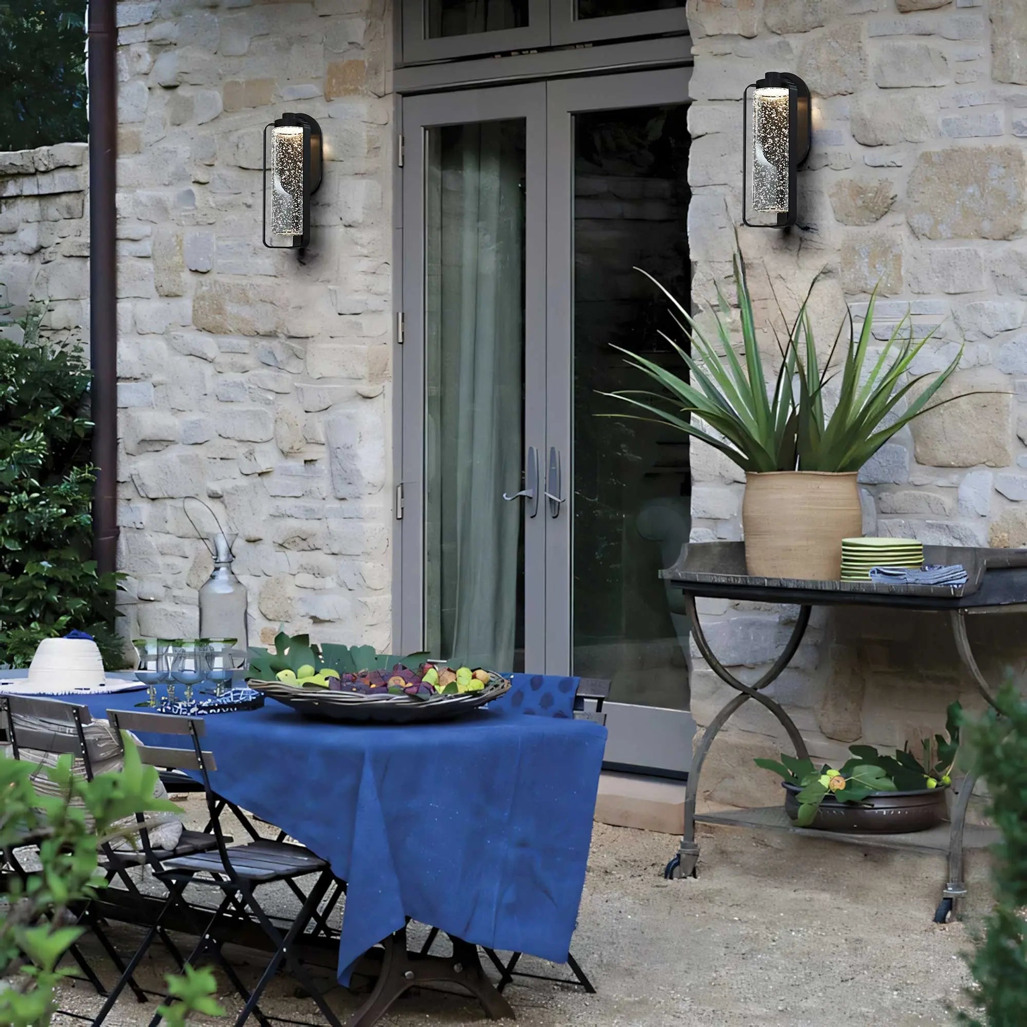 Alteck Clover 15.5-Inch Black 3-CCT LED Outdoor Wall Light - AW0048-3CCT-W-BK - Application Exterior Image