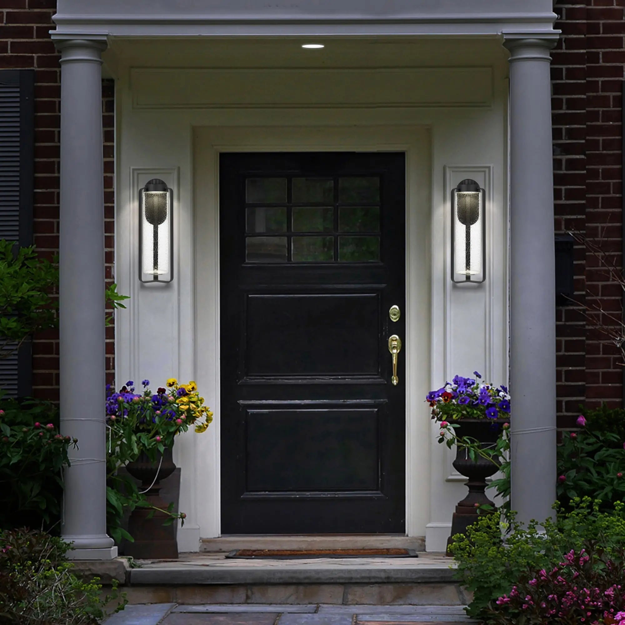 Alteck Clover 20.5-Inch Black 3-CCT LED Outdoor Wall Light - AW0049-3CCT-W-BK - Application Exterior Image