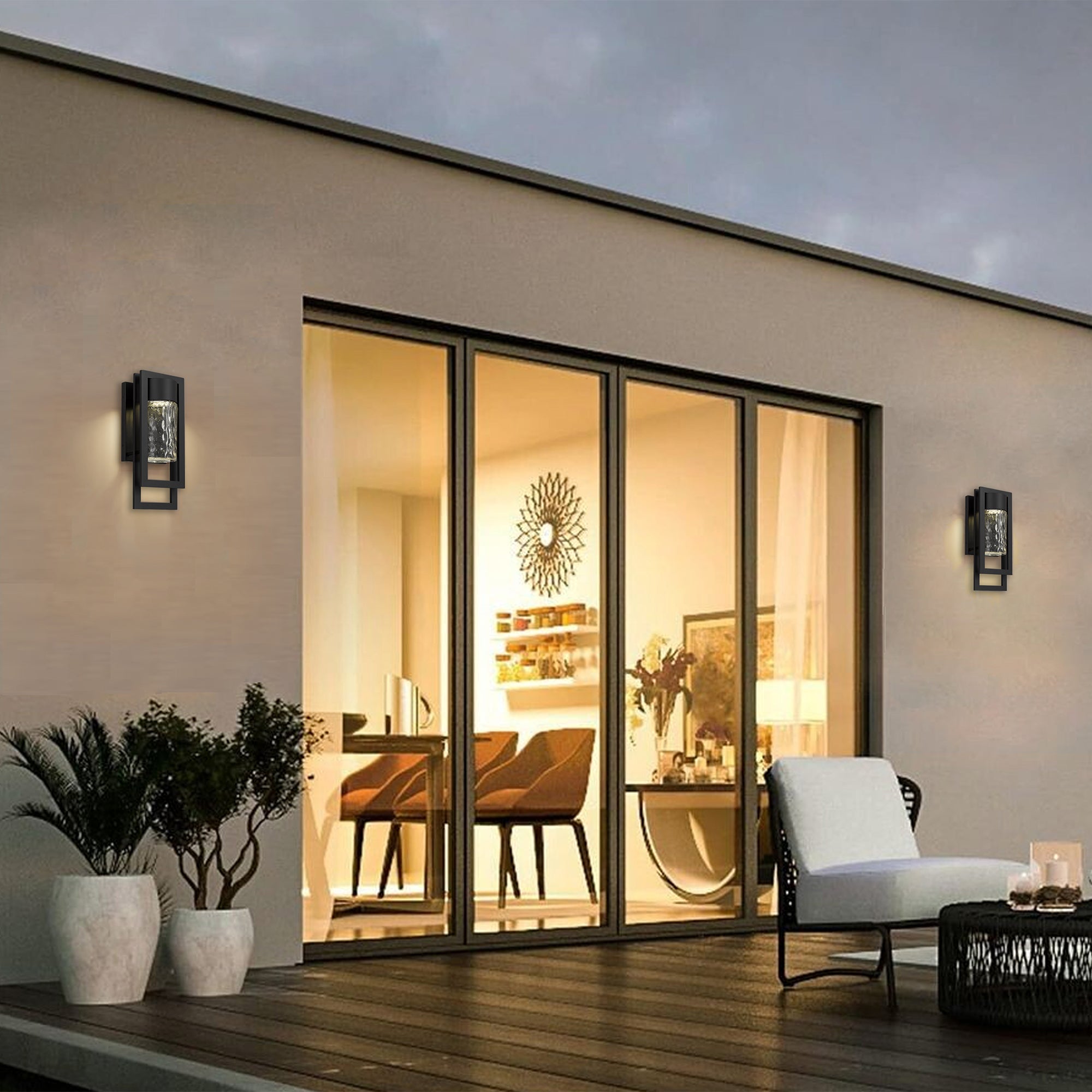 Alteck 2 Step 15-Inch Black 3-CCT LED Outdoor Wall Light - AW0050-3CCT-W-BK - Application Exterior Image