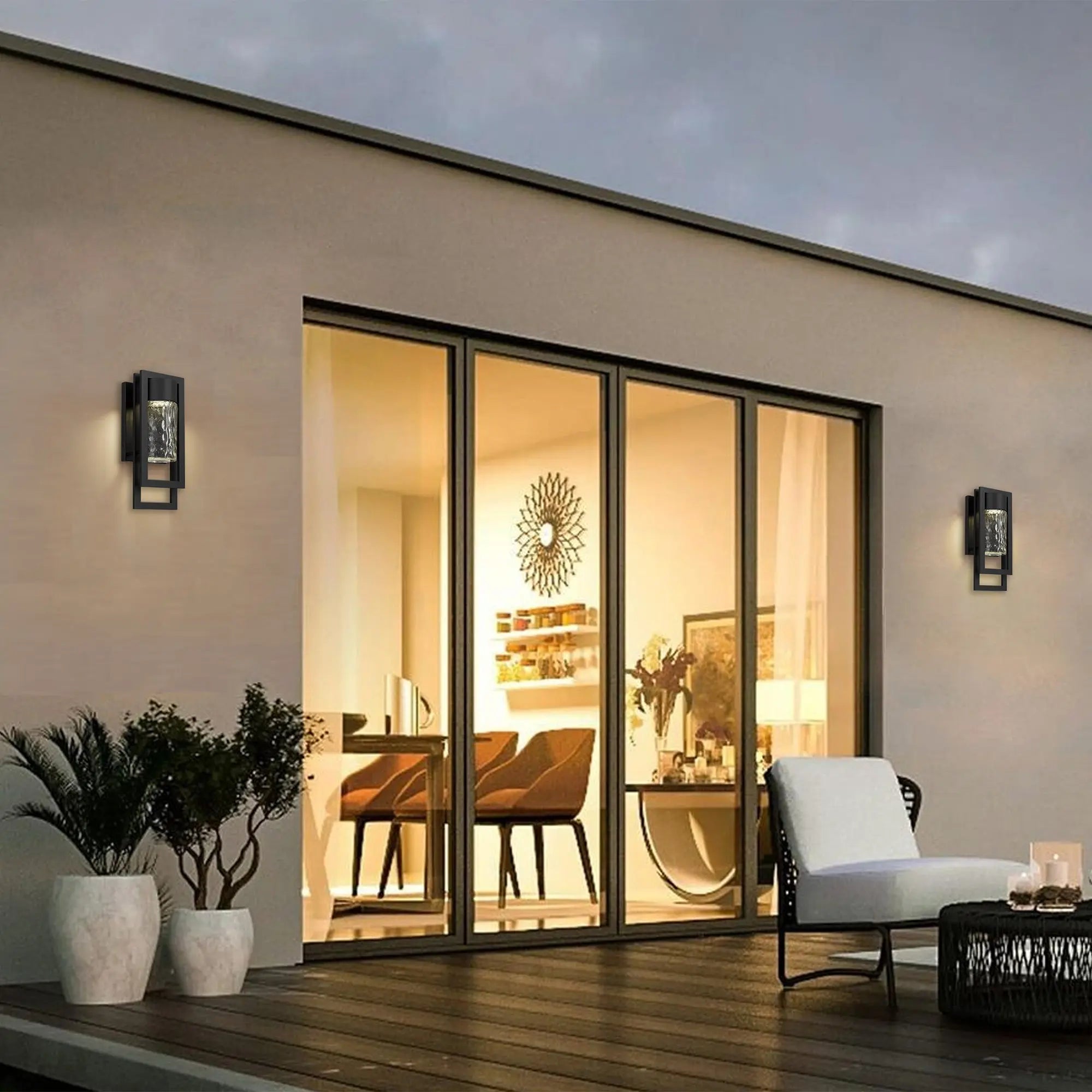 Alteck 2 Step 15-Inch Black 3-CCT LED Outdoor Wall Light - AW0050-3CCT-W-BK - Application Exterior Image