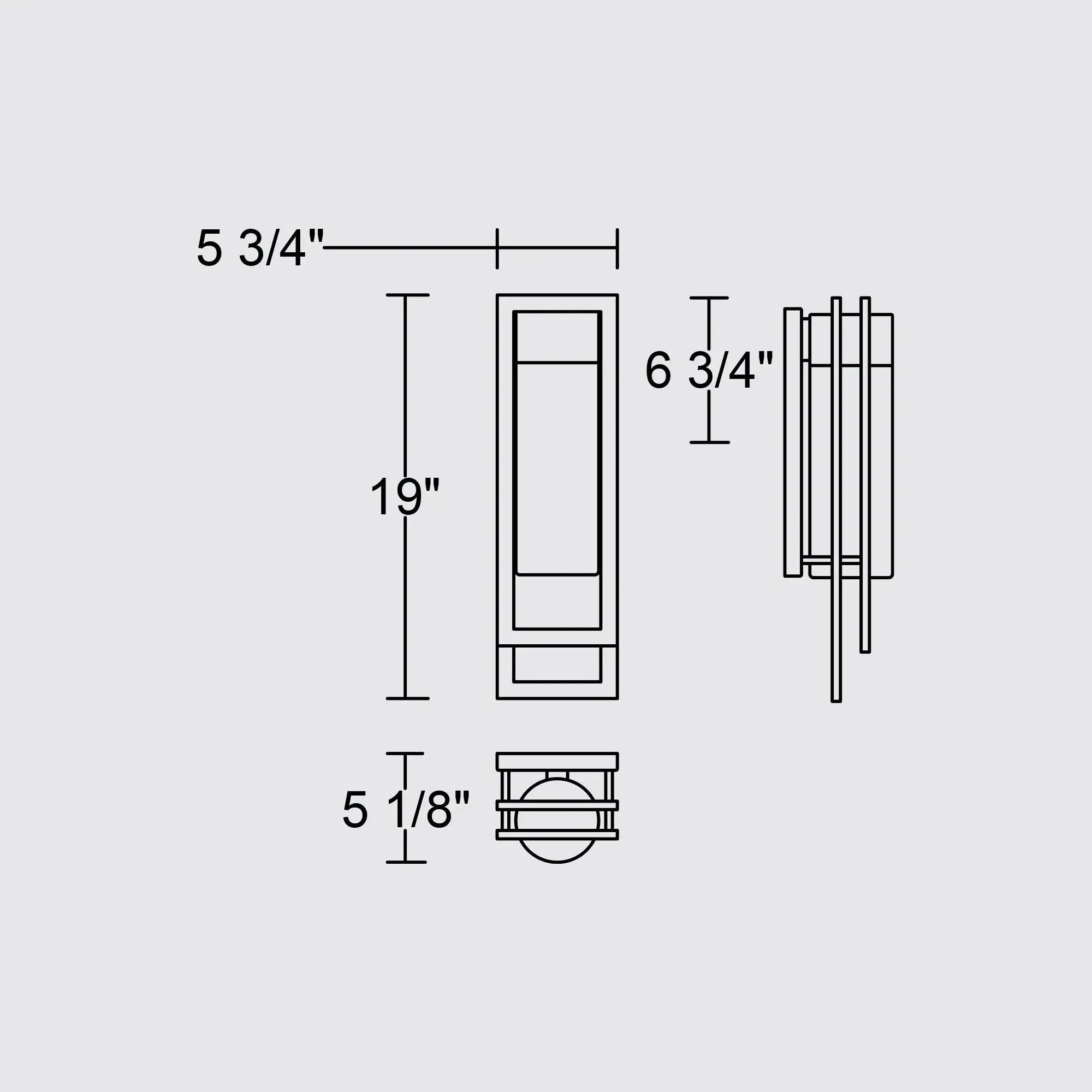 Alteck 2 Step 19-Inch Black 3-CCT LED Outdoor Wall Light - AW0051-3CCT-W-BK - Line Drawing