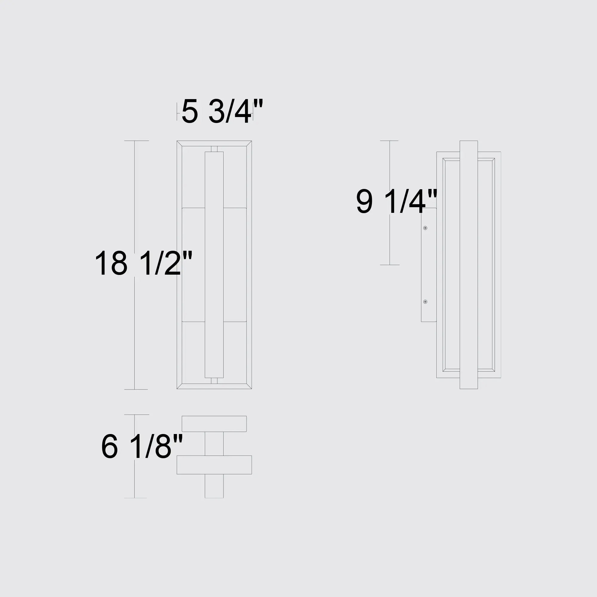 Alteck IN & OUT 18.5-Inch Black LED Outdoor Wall Light - AW0053-30-W-BK - Line Drawing