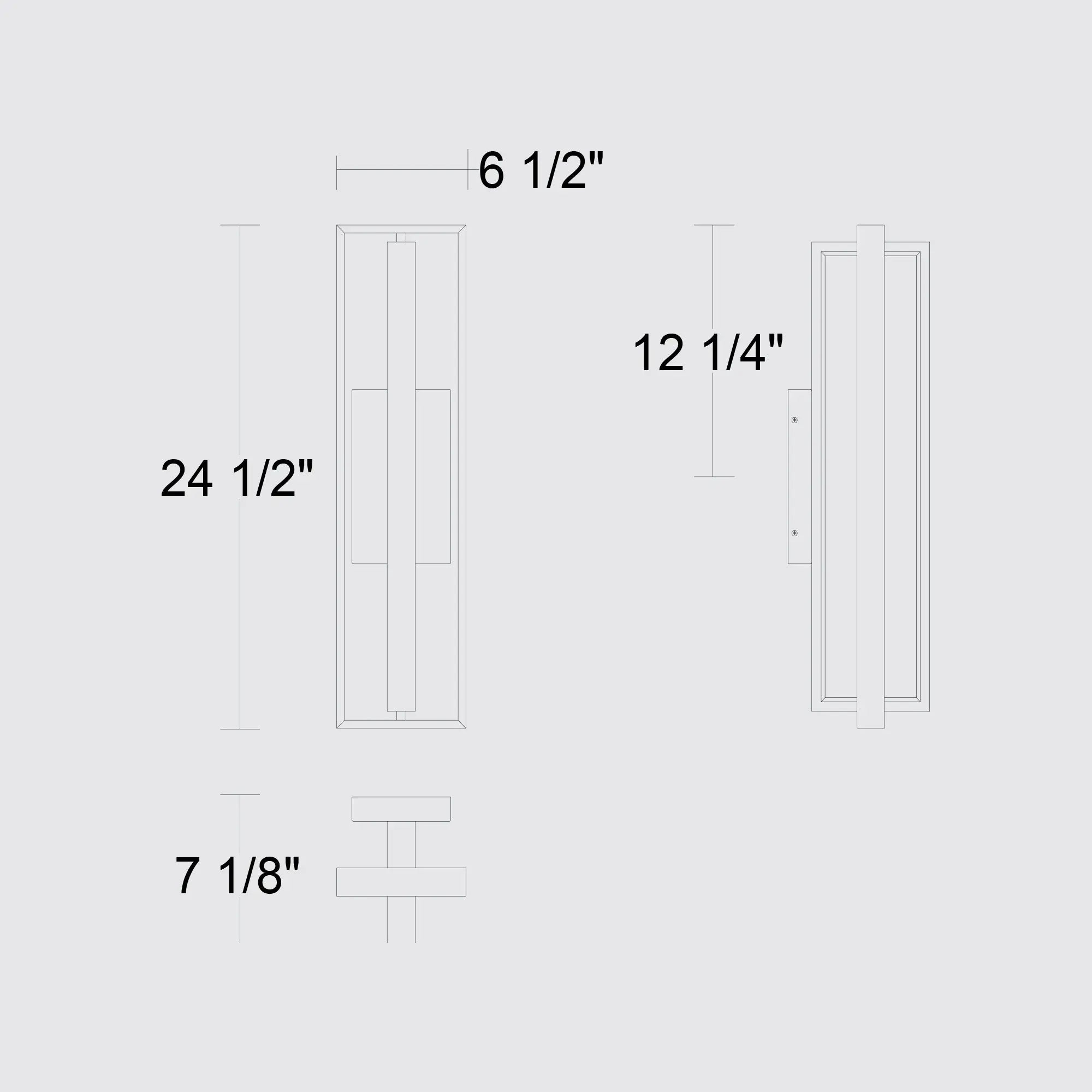 Alteck IN & OUT 24.5-Inch Black LED Outdoor Wall Light - AW0054-30-W-BK - Line Drawing