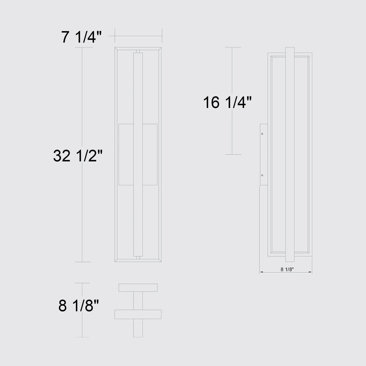 Alteck IN & OUT 32.5-Inch Black LED Outdoor Wall Light - AW0055-30-W-BK - Line Drawing