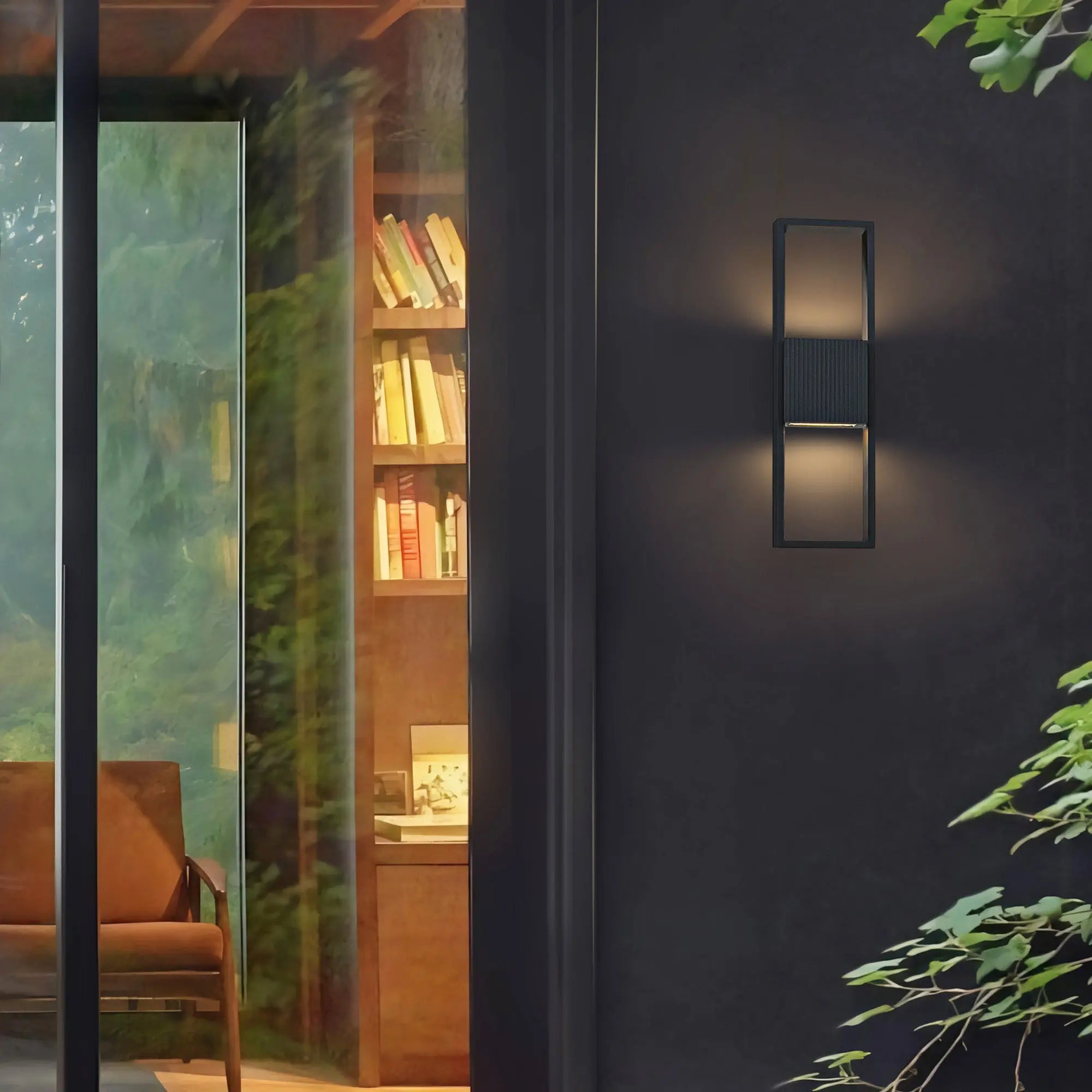 Alteck Miami 18-Inch Black 3-CCT LED Outdoor Wall Light - AW0056-3CCT-W-BK - Application Exterior Image