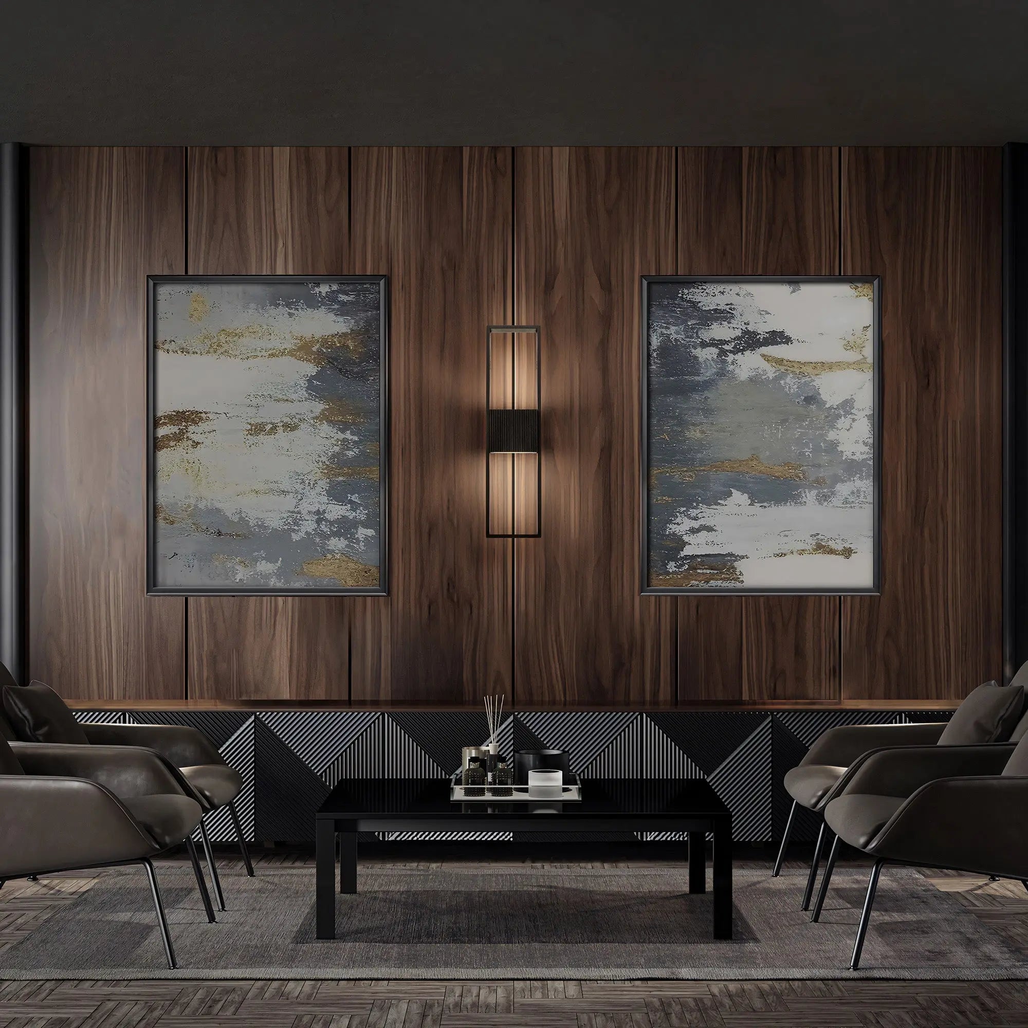 Alteck Miami 24-Inch Black 3-CCT LED Outdoor Wall Light - AW0057-3CCT-W-BK - Application Interior Image