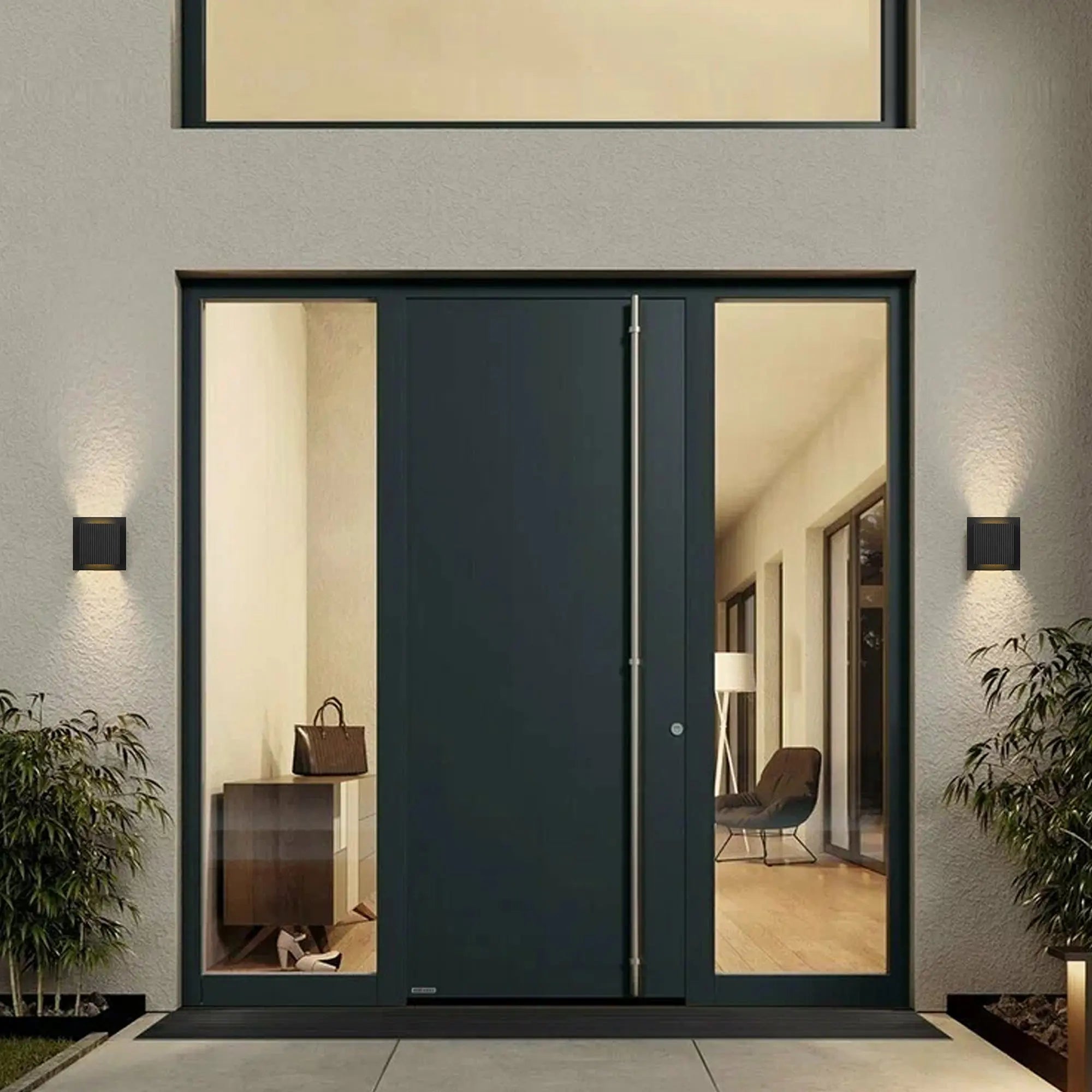 Alteck Miami 6.25-Inch Black 3-CCT LED Outdoor Wall Light - AW0061-3CCT-W-BK - Application Exterior Image