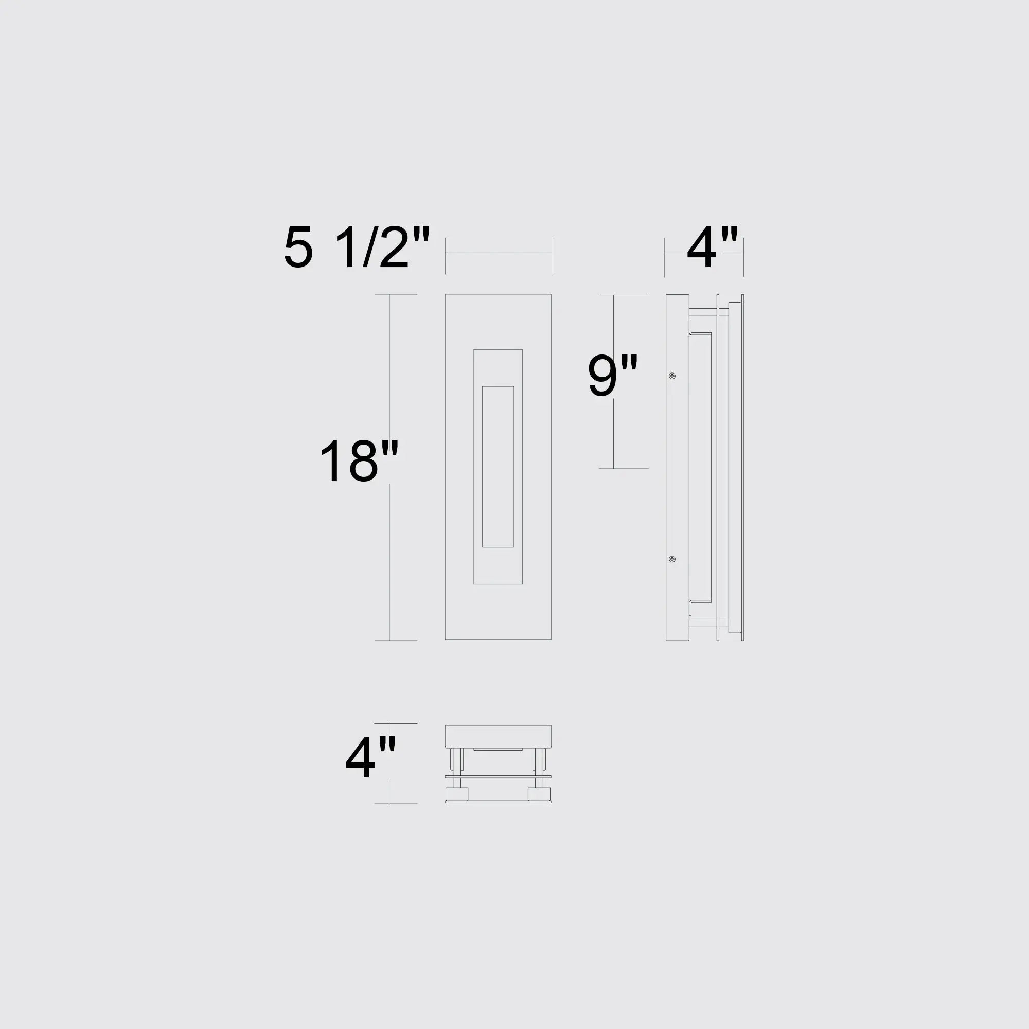 Alteck Layer 18-Inch Black 3-CCT LED Outdoor Wall Light - AW0079-3CCT-W-BK - Line Drawing