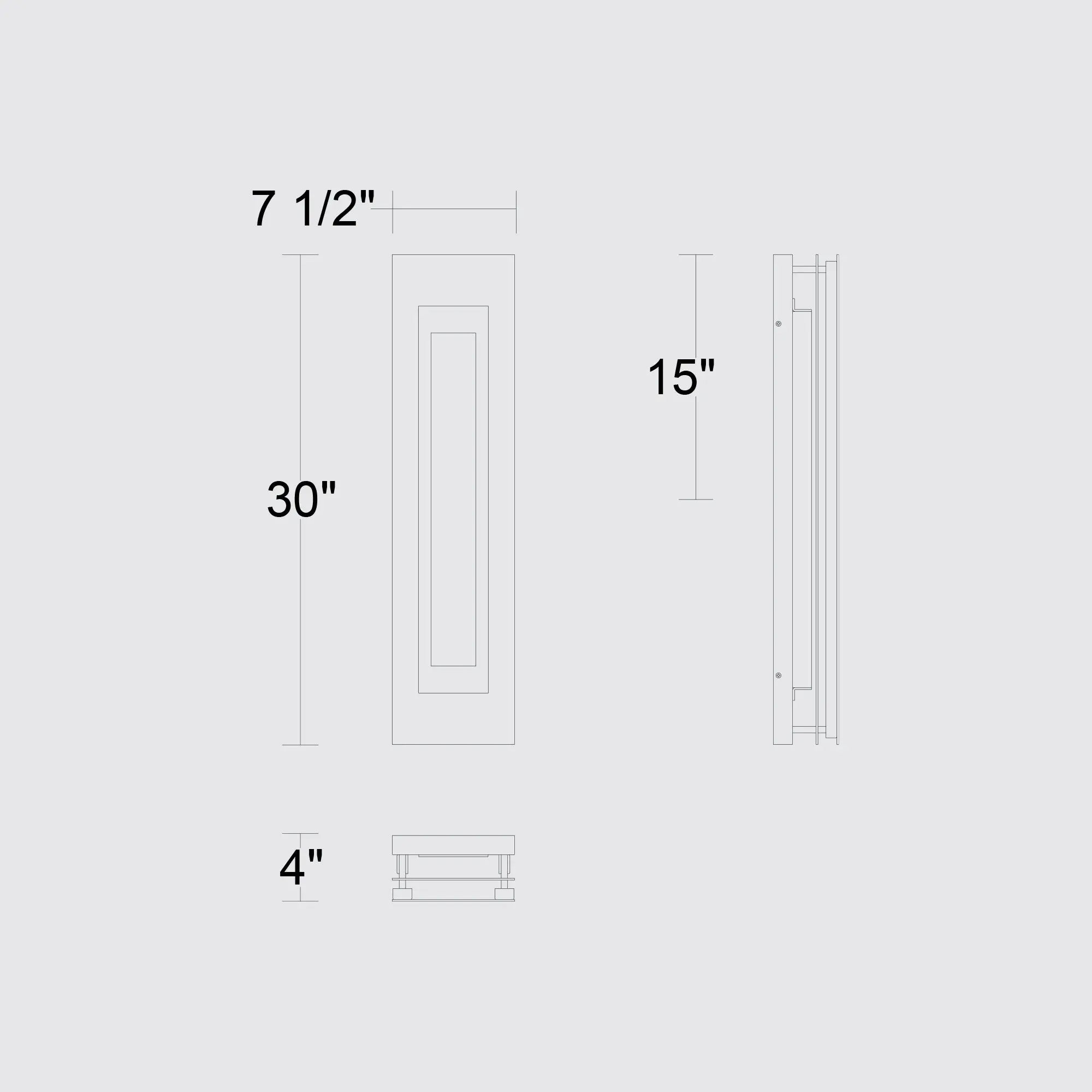Alteck Layer 30-Inch Black 3-CCT LED Outdoor Wall Light - AW0081-3CCT-W-BK - Line Drawing