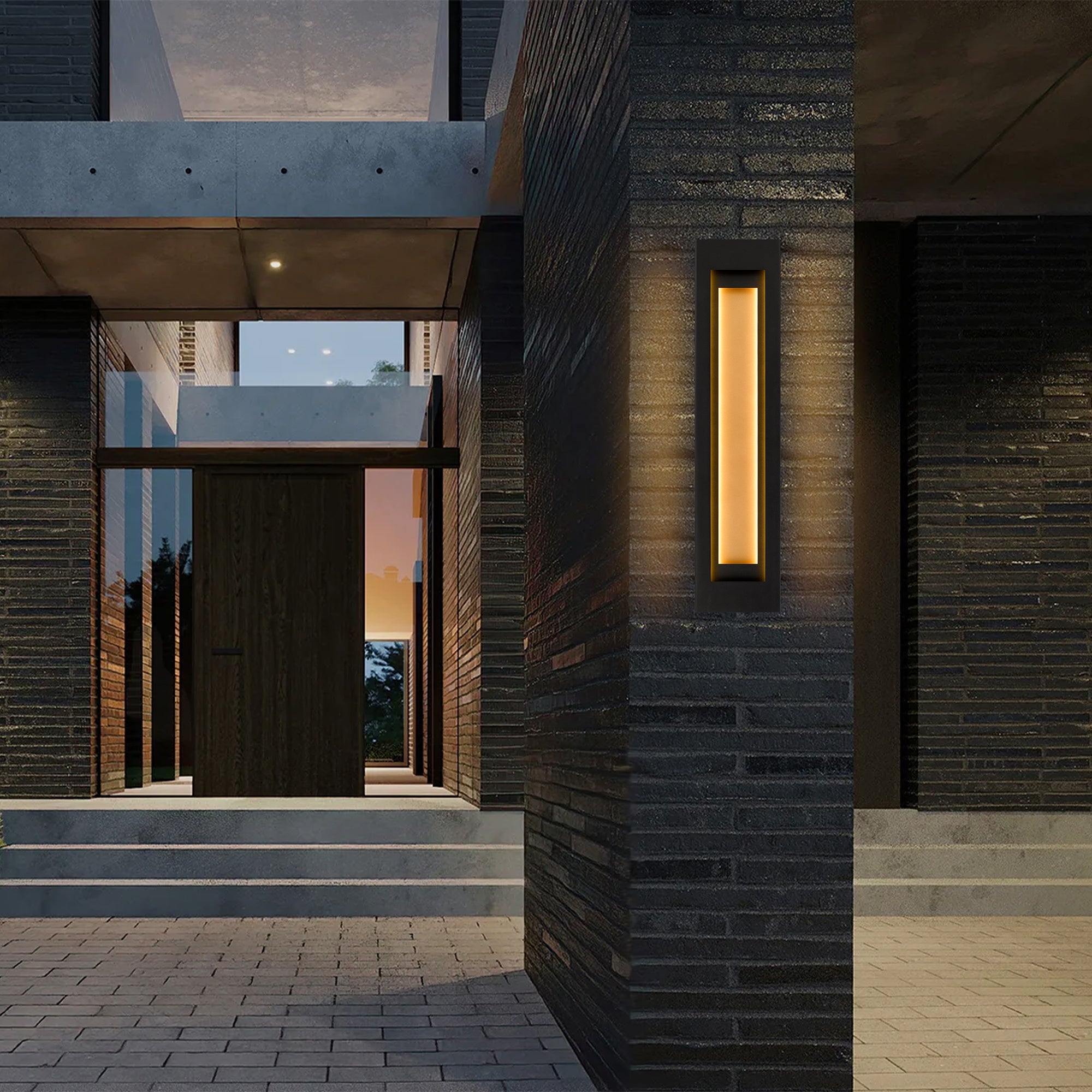 Alteck Layer 38-Inch Black 3-CCT LED Outdoor Wall Light - AW0082-3CCT-W-BK - Application Exterior Image