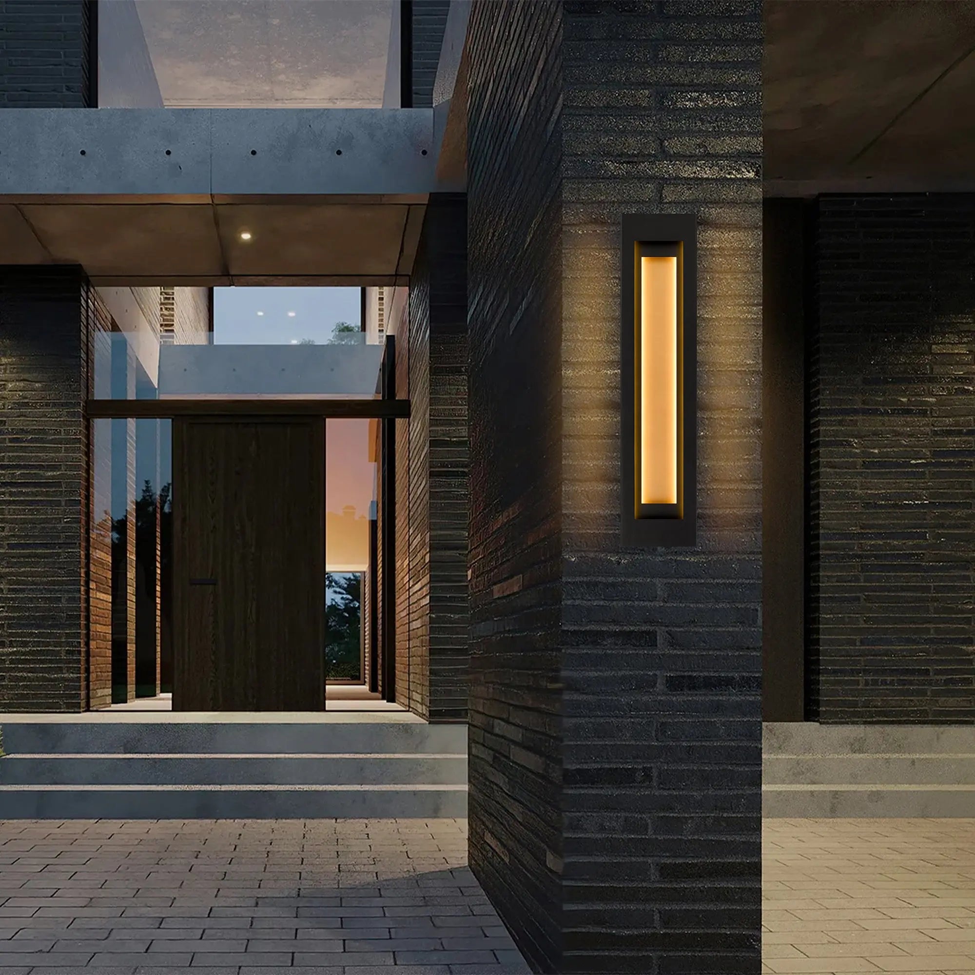 Alteck Layer 38-Inch Black 3-CCT LED Outdoor Wall Light - AW0082-3CCT-W-BK - Application Exterior Image
