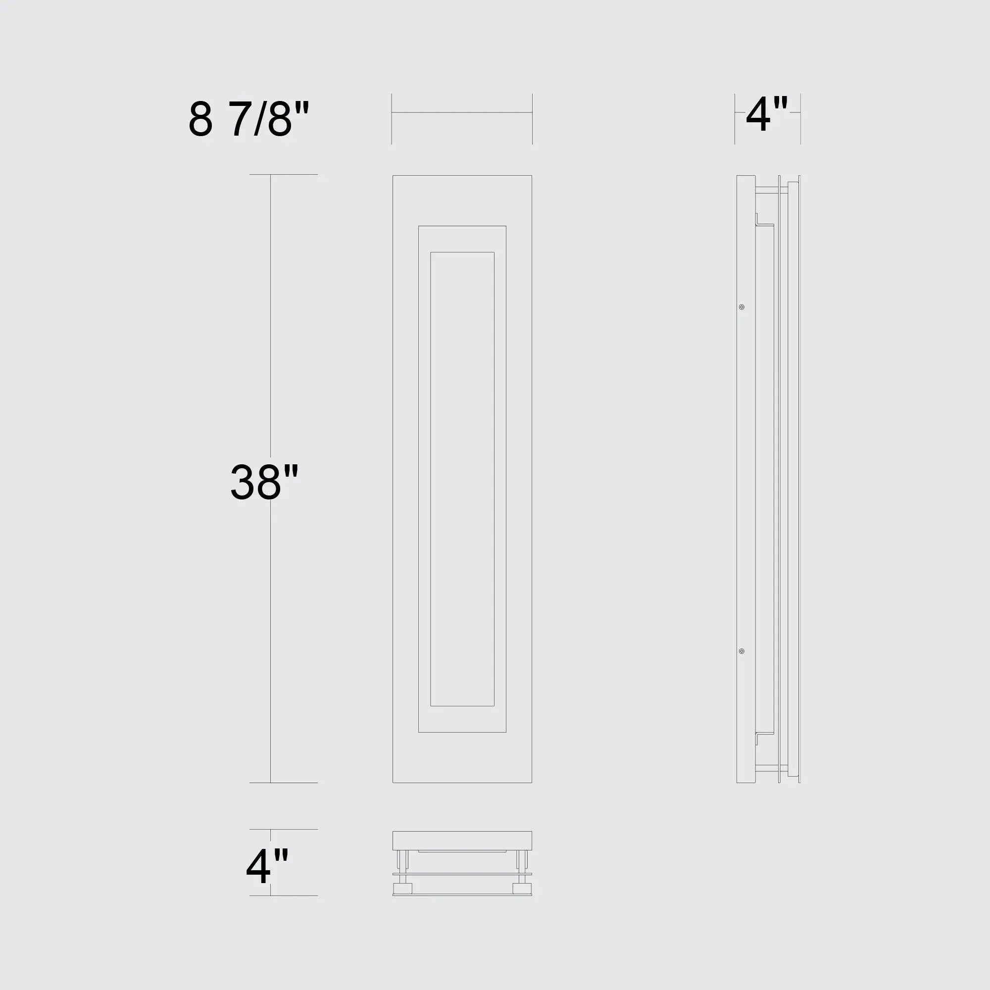 Alteck Layer 38-Inch Black 3-CCT LED Outdoor Wall Light - AW0082-3CCT-W-BK - Line Drawing