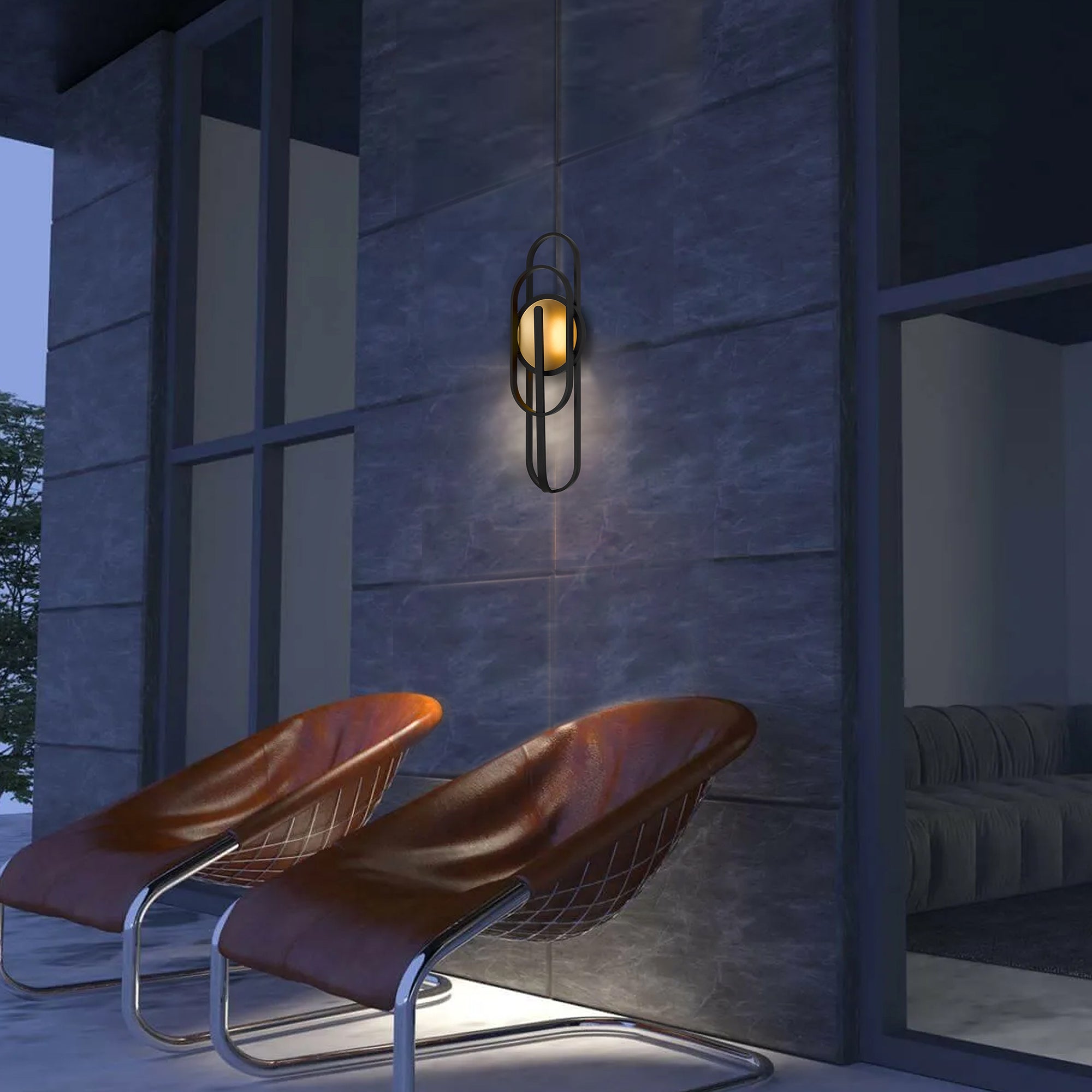 Alteck Raymond 30-Inch Black 3-CCT LED Outdoor Wall Light - AW0092-3CCT-W-BK - Application Exterior Image