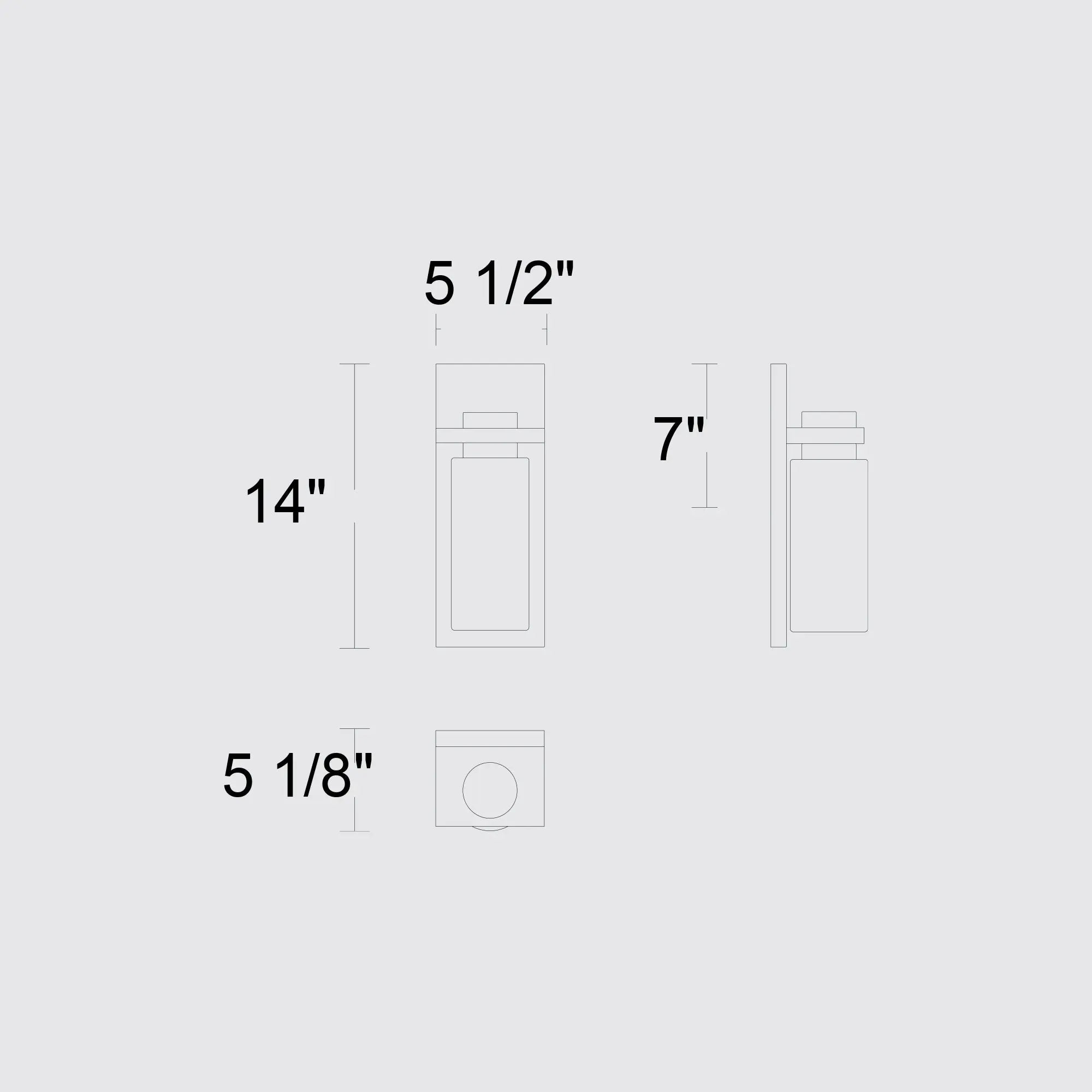 Alteck Kast 14-Inch Dark Bronze 3-CCT LED Outdoor Wall Light - AW0093-3CCT-W-DB - Line Drawing