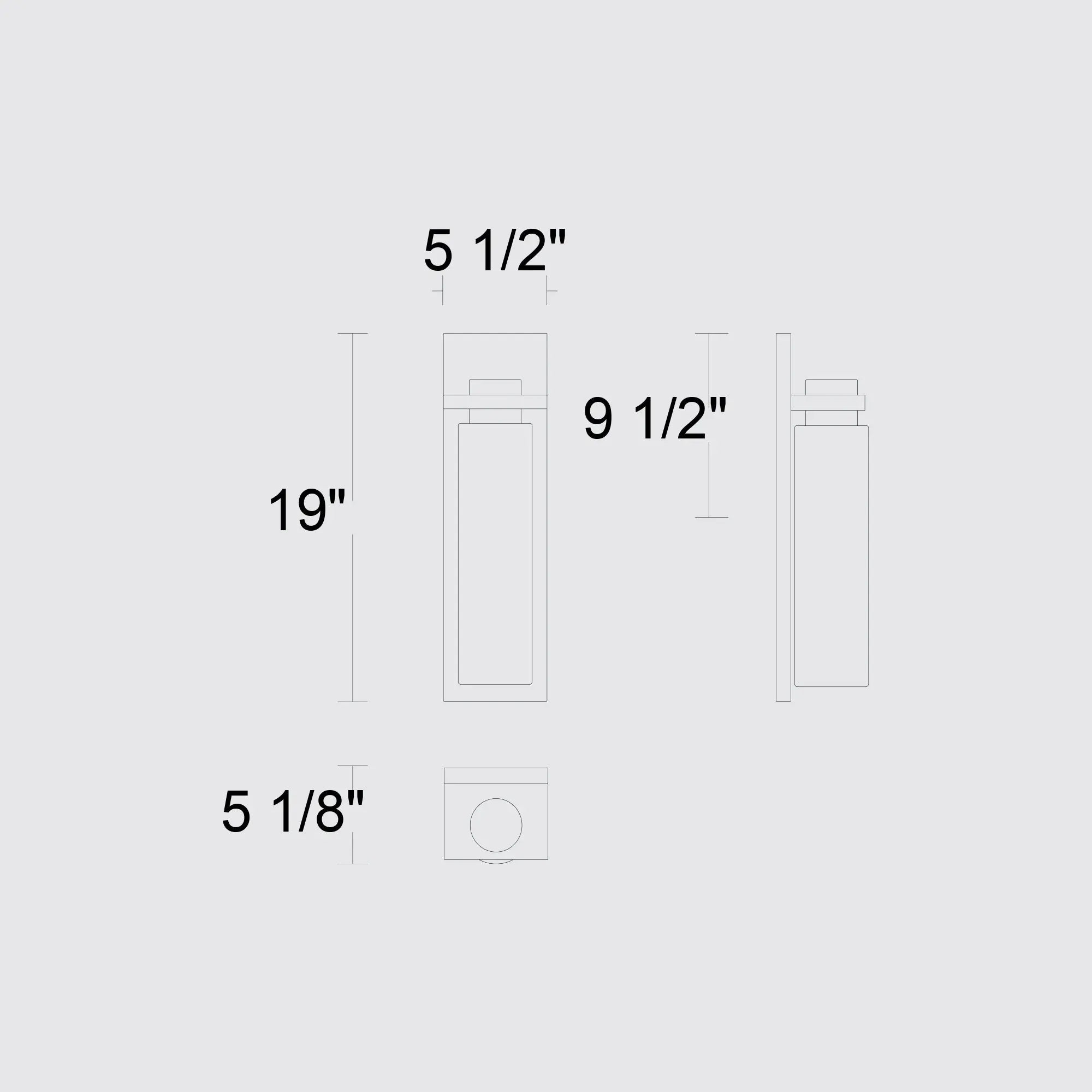 Alteck Kast 19-Inch Dark Bronze 3-CCT LED Outdoor Wall Light - AW0094-3CCT-W-DB - Line Drawing