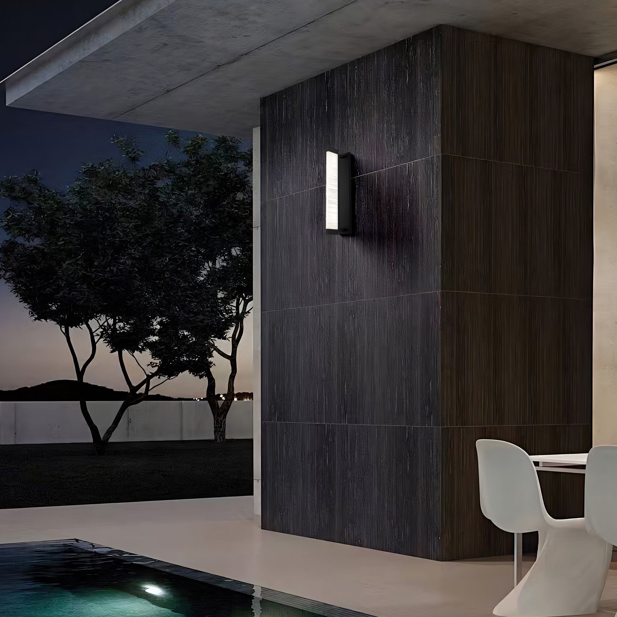 Alteck Solice 21-Inch Black 3-CCT LED Outdoor Wall Light - AW0097-3CCT-W-BK - Application Exterior Image