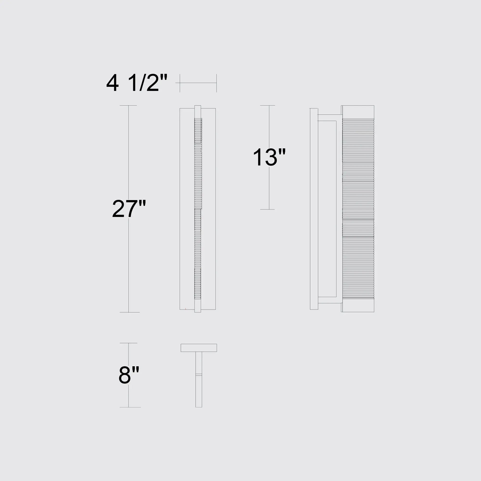 Alteck Solice 27-Inch Black 3-CCT LED Outdoor Wall Light - AW0098-3CCT-W-BK - Line Drawing
