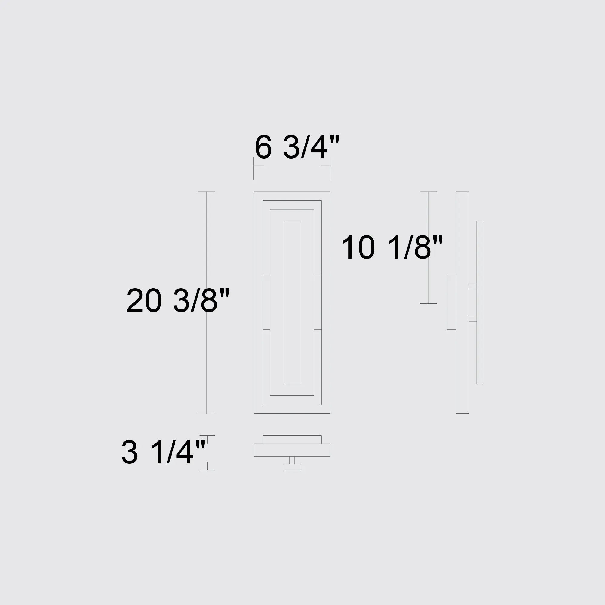Alteck Panels 20.375-Inch Dark Bronze 3-CCT LED Outdoor Wall Light - AW0099-3CCT-W-DB - Line Drawing
