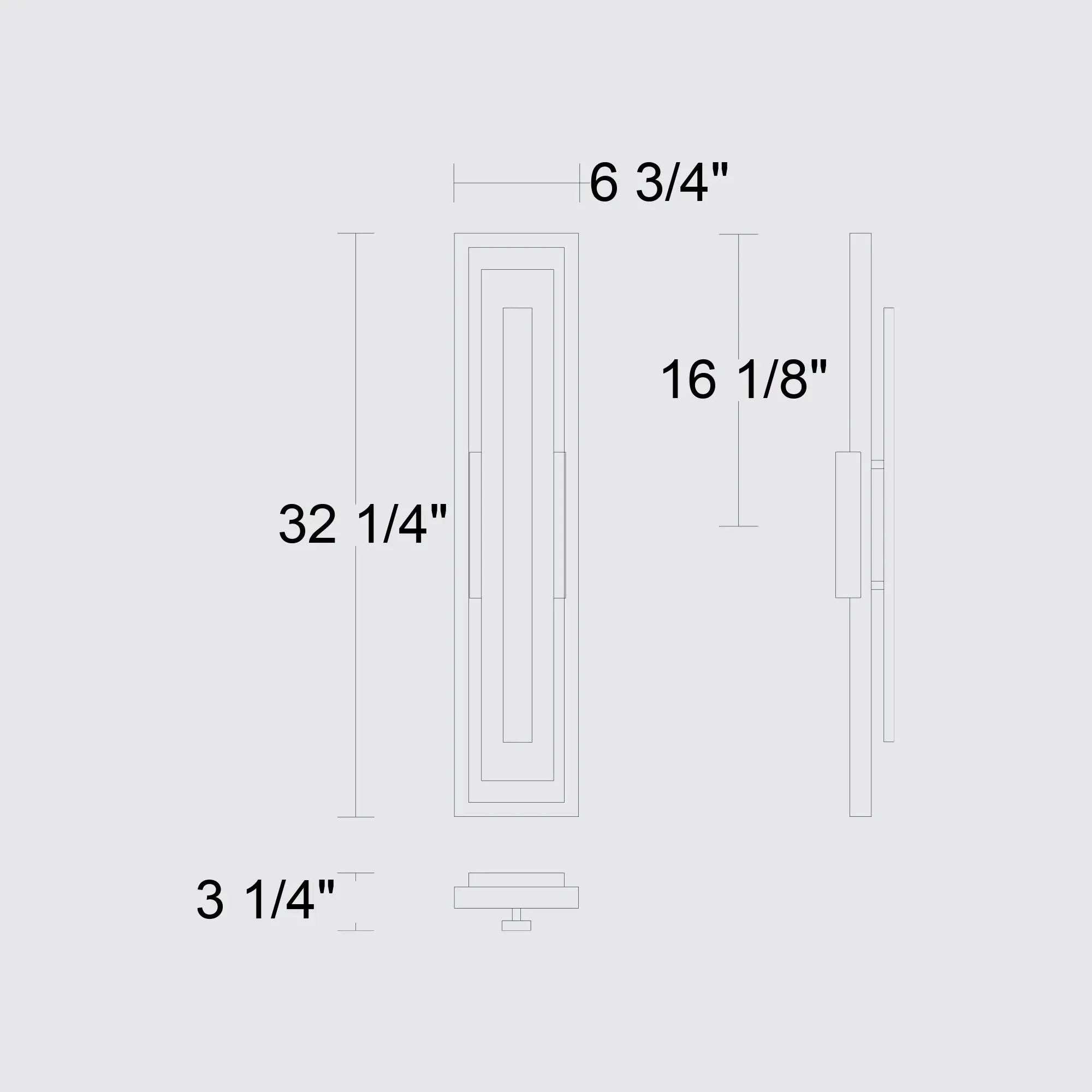 Alteck Panels 32.25-Inch Dark Bronze 3-CCT LED Outdoor Wall Light - AW0101-3CCT-W-DB - Line Drawing