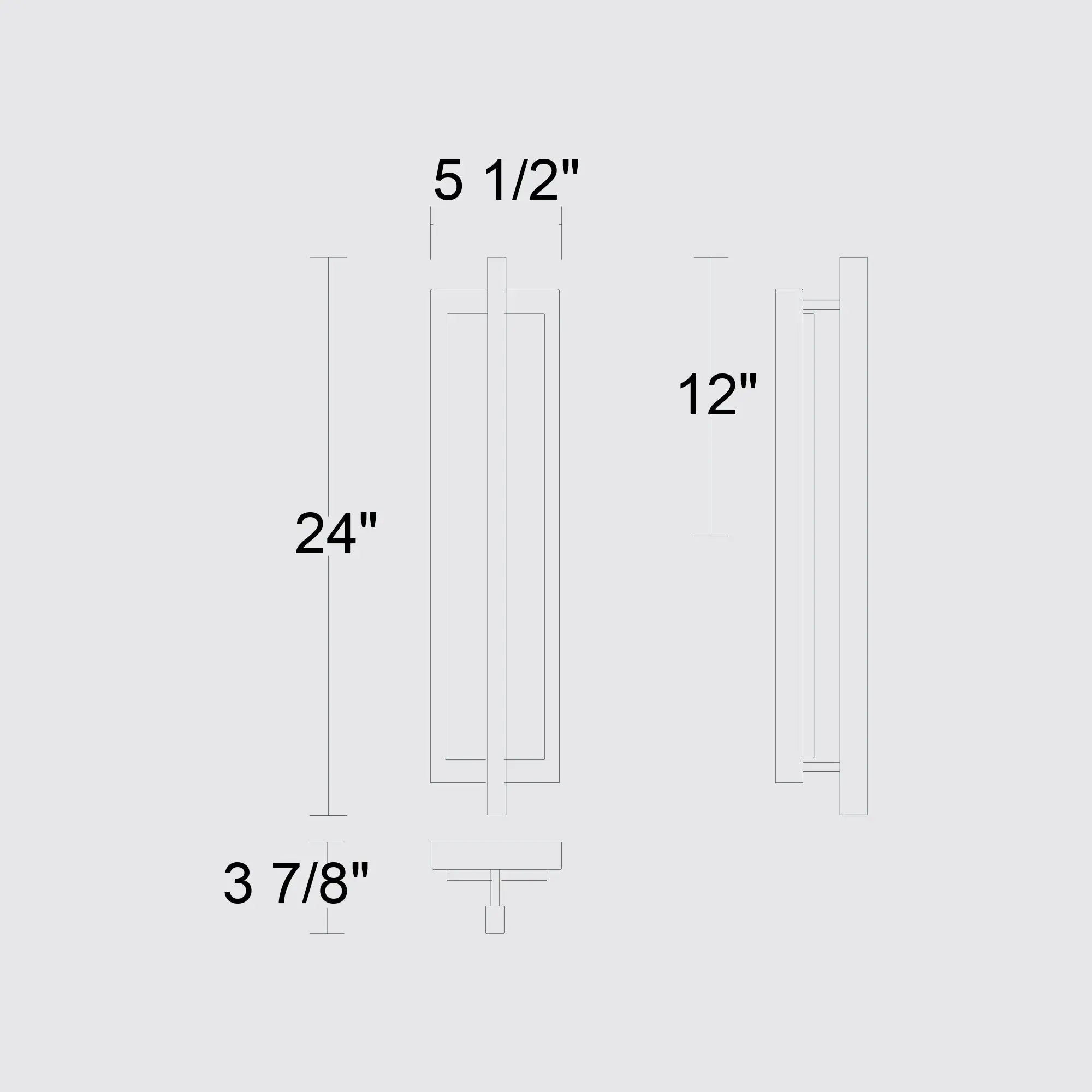 Alteck Dakota 24-Inch Black 3-CCT LED Outdoor Wall Light - AW0103-3CCT-W-BK - Line Drawing