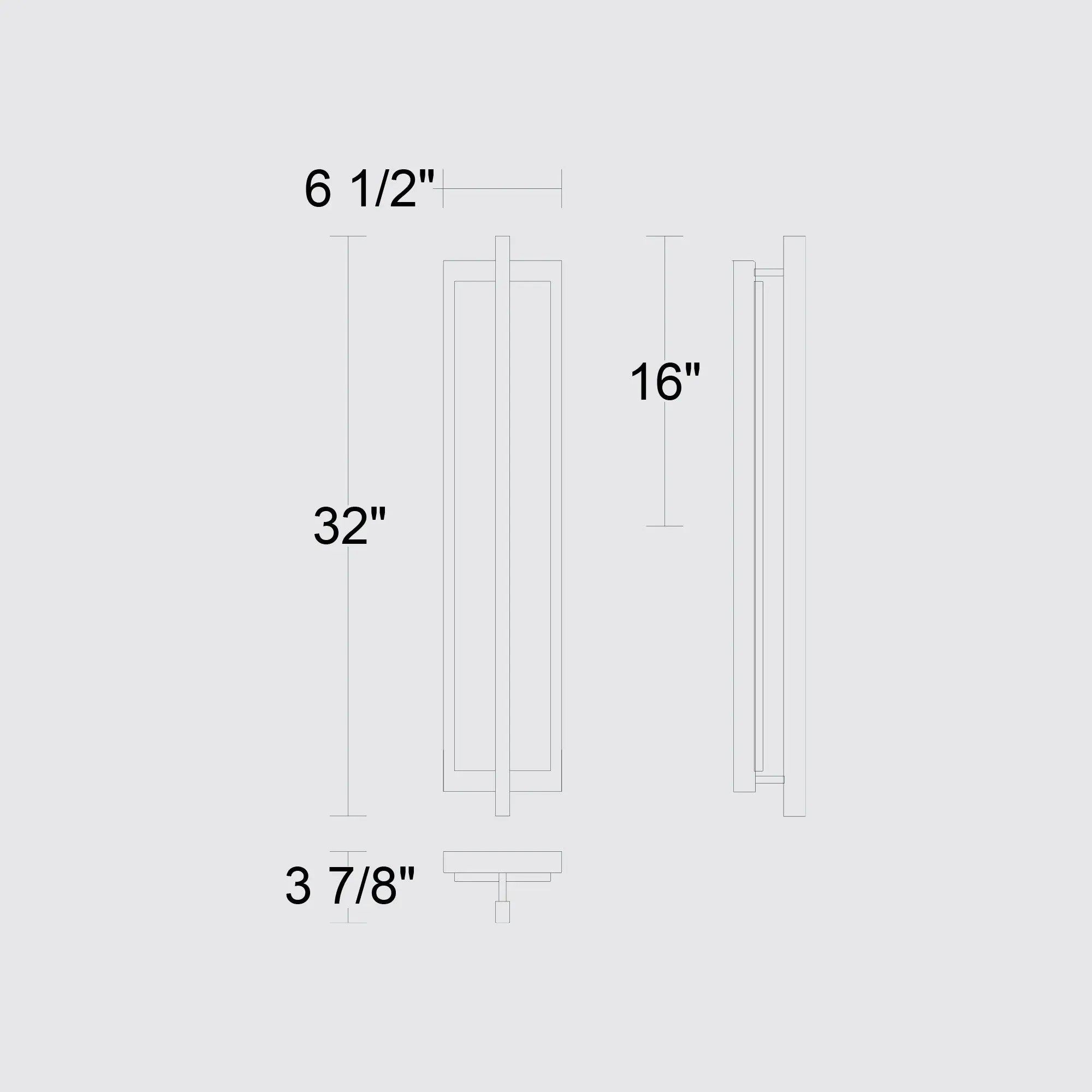 Alteck Dakota 32-Inch Black 3-CCT LED Outdoor Wall Light - AW0104-3CCT-W-BK - Line Drawing