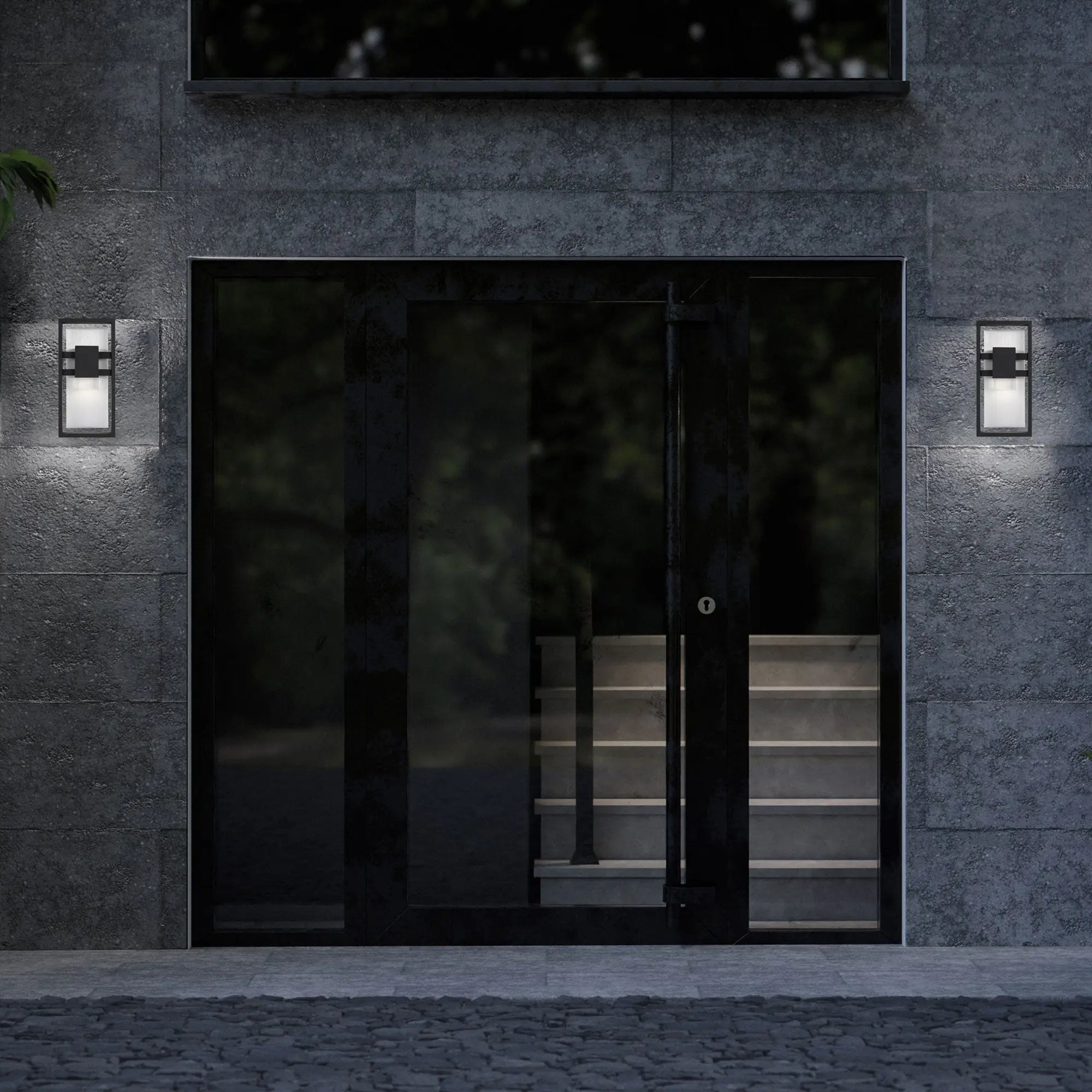 Alteck Mars 12-Inch Black 3-CCT LED Outdoor Wall Light - AW0105-3CCT-W-BK - Application Exterior Image