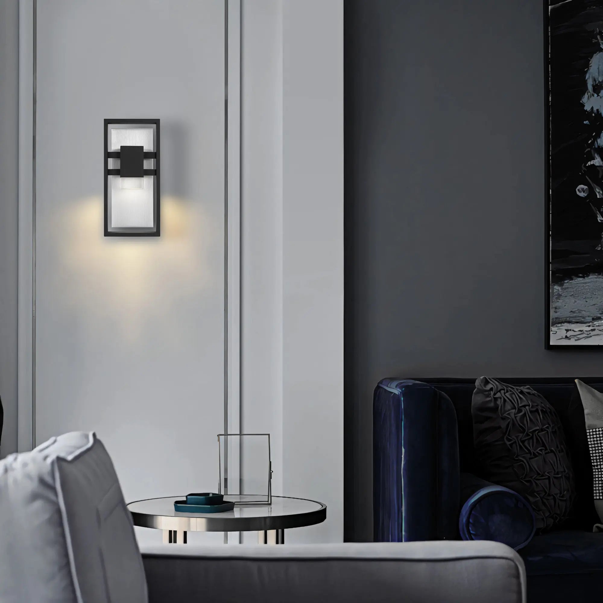 Alteck Mars 12-Inch Black 3-CCT LED Outdoor Wall Light - AW0105-3CCT-W-BK - Application Interior Image