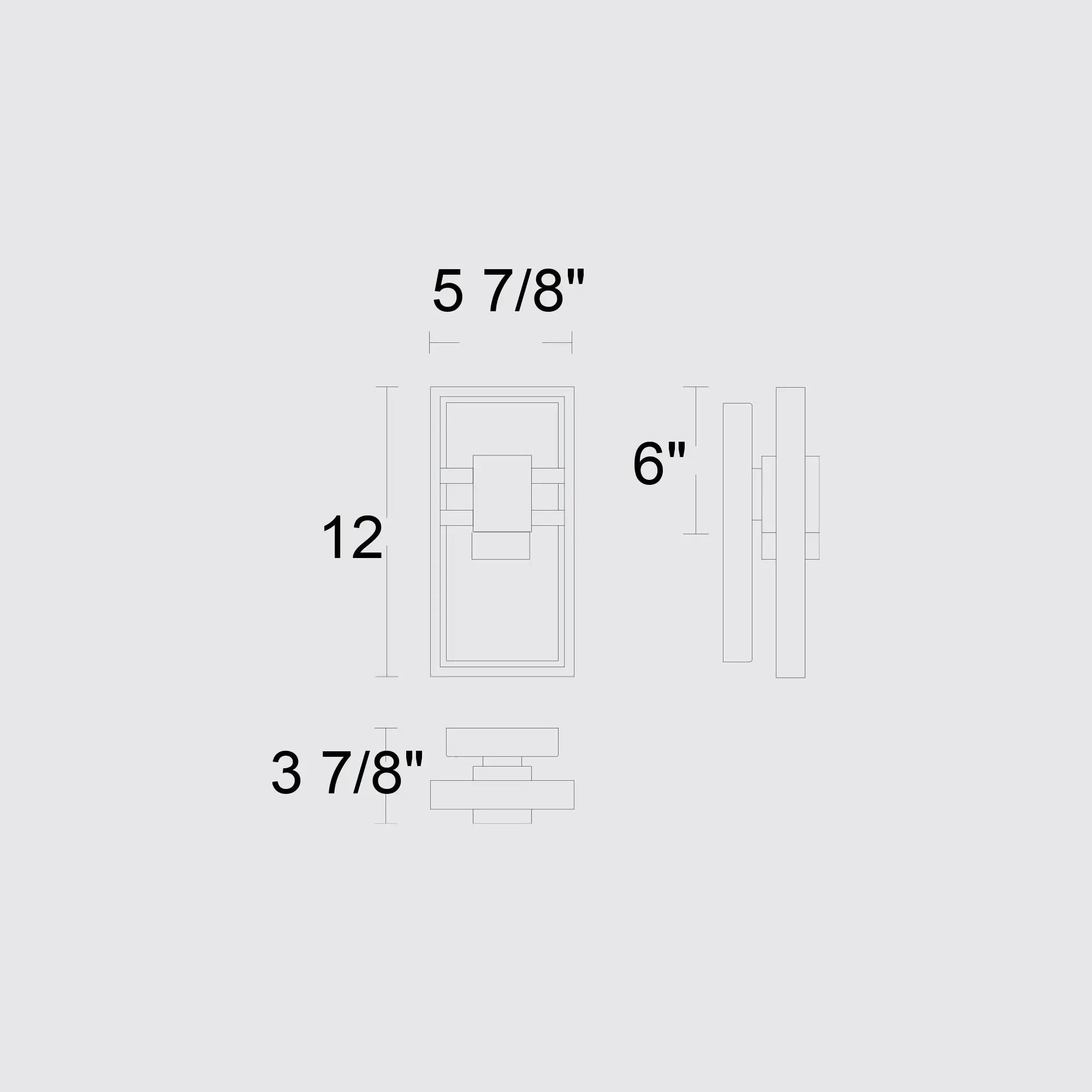 Alteck Mars 12-Inch Black 3-CCT LED Outdoor Wall Light - AW0105-3CCT-W-BK - Line Drawing