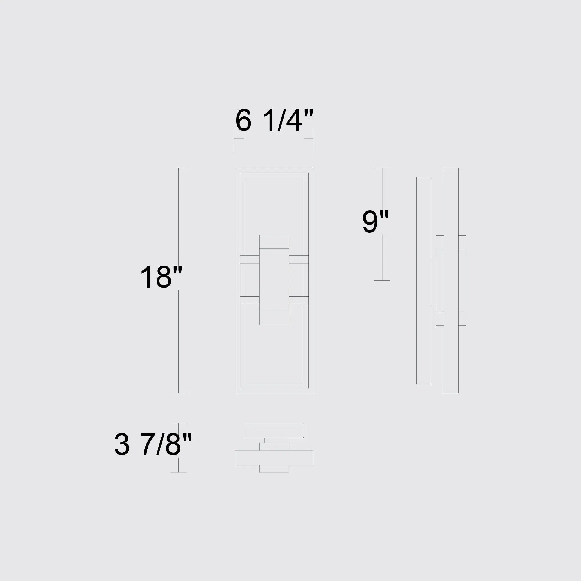 Alteck Mars 18-Inch Black 3-CCT LED Outdoor Wall Light - AW0106-3CCT-W-BK - Line Drawing