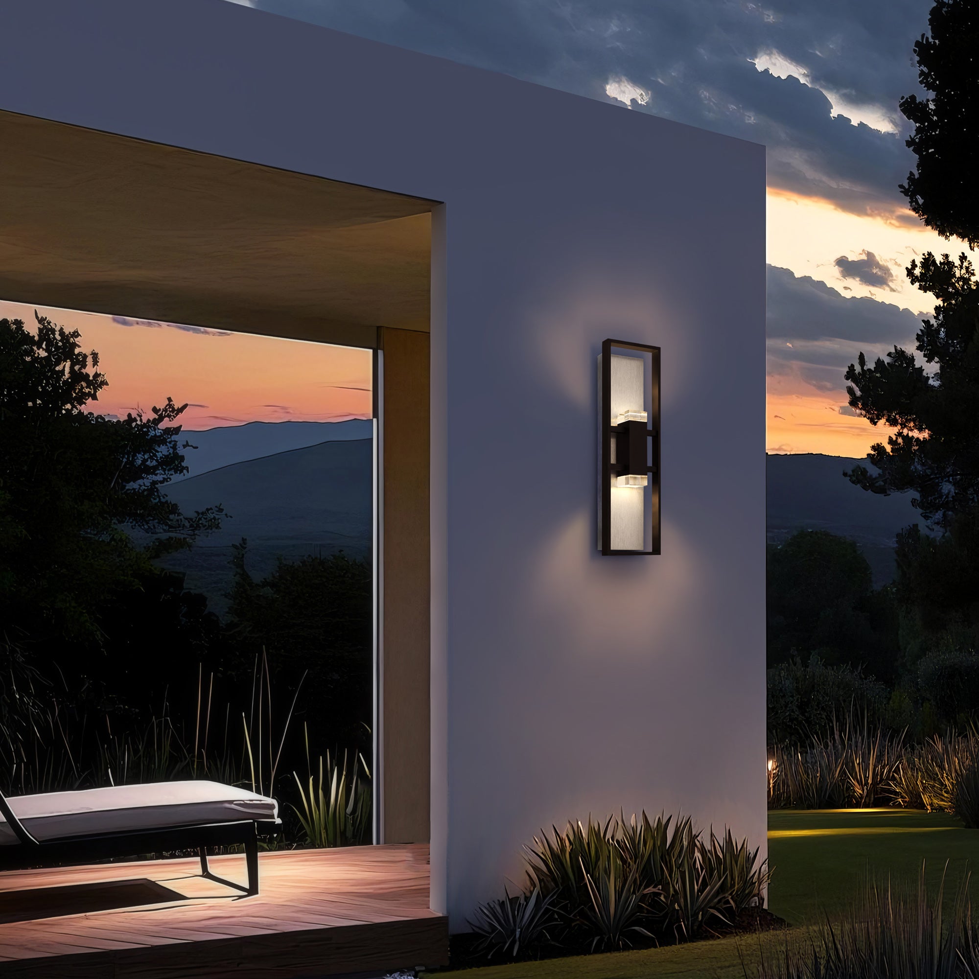 Alteck Mars 24-Inch Black 3-CCT LED Outdoor Wall Light - AW0107-3CCT-W-BK - Application Exterior Image