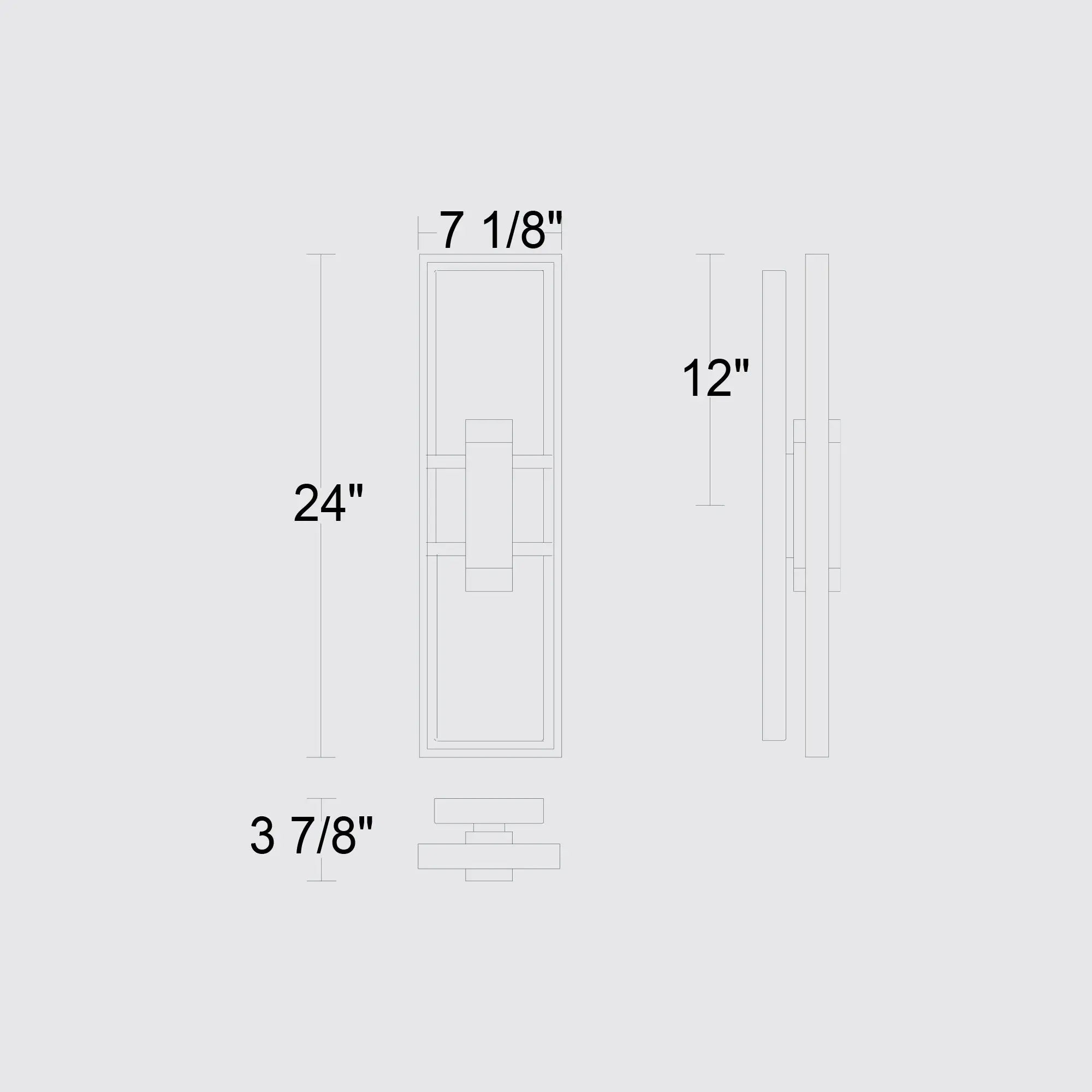 Alteck Mars 24-Inch Black 3-CCT LED Outdoor Wall Light - AW0107-3CCT-W-BK - Line Drawing