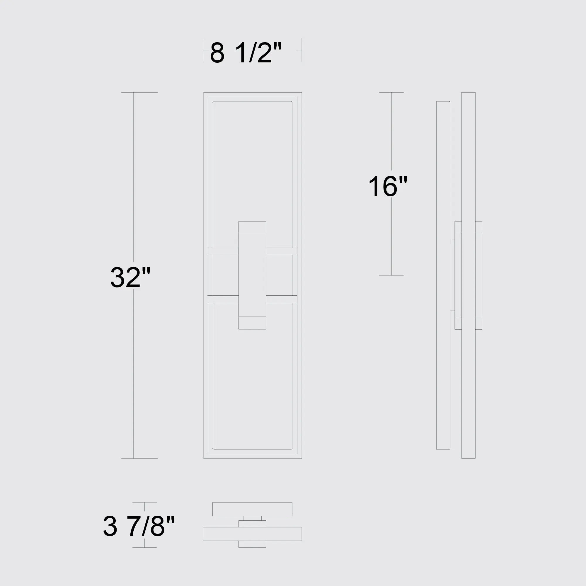 Alteck Mars 32-Inch Black 3-CCT LED Outdoor Wall Light - AW0108-3CCT-W-BK - Line Drawing