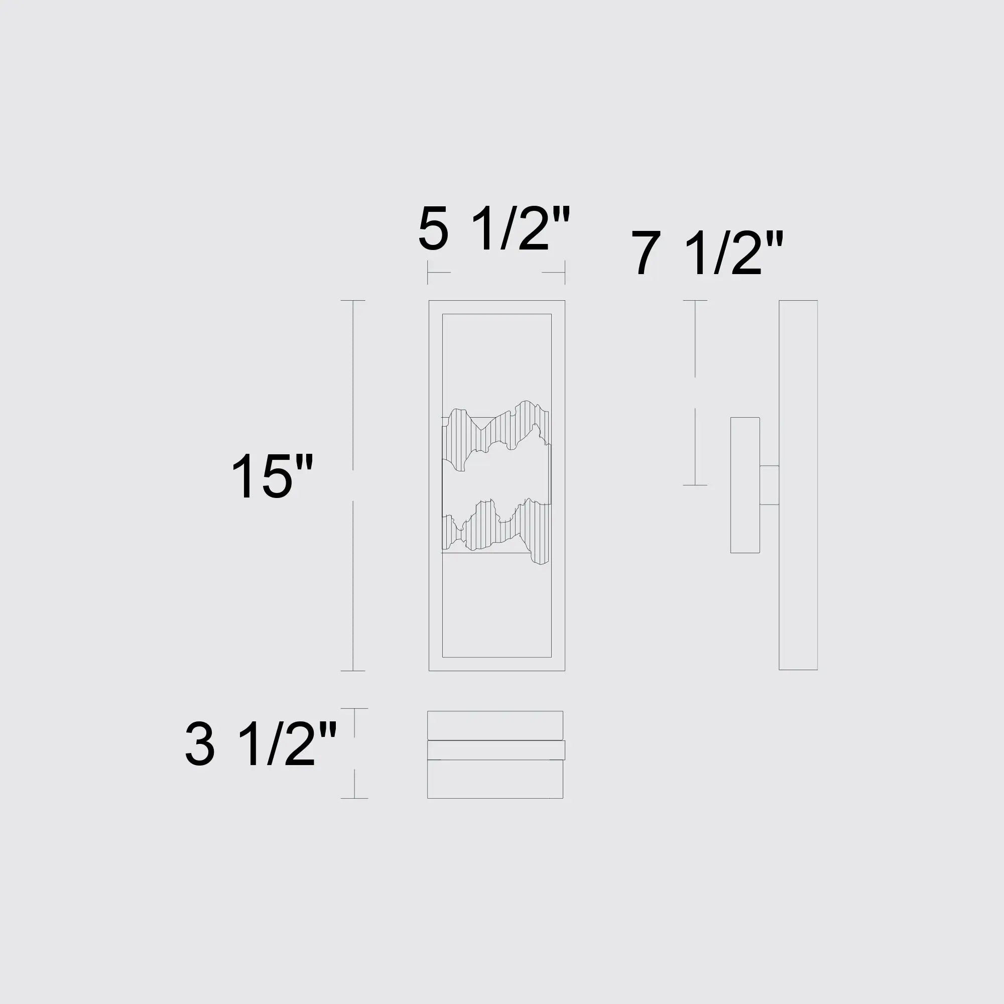 Alteck Sunrize 15-Inch Black 3-CCT LED Outdoor Wall Light - AW0111-3CCT-W-BK/PB - Line Drawing