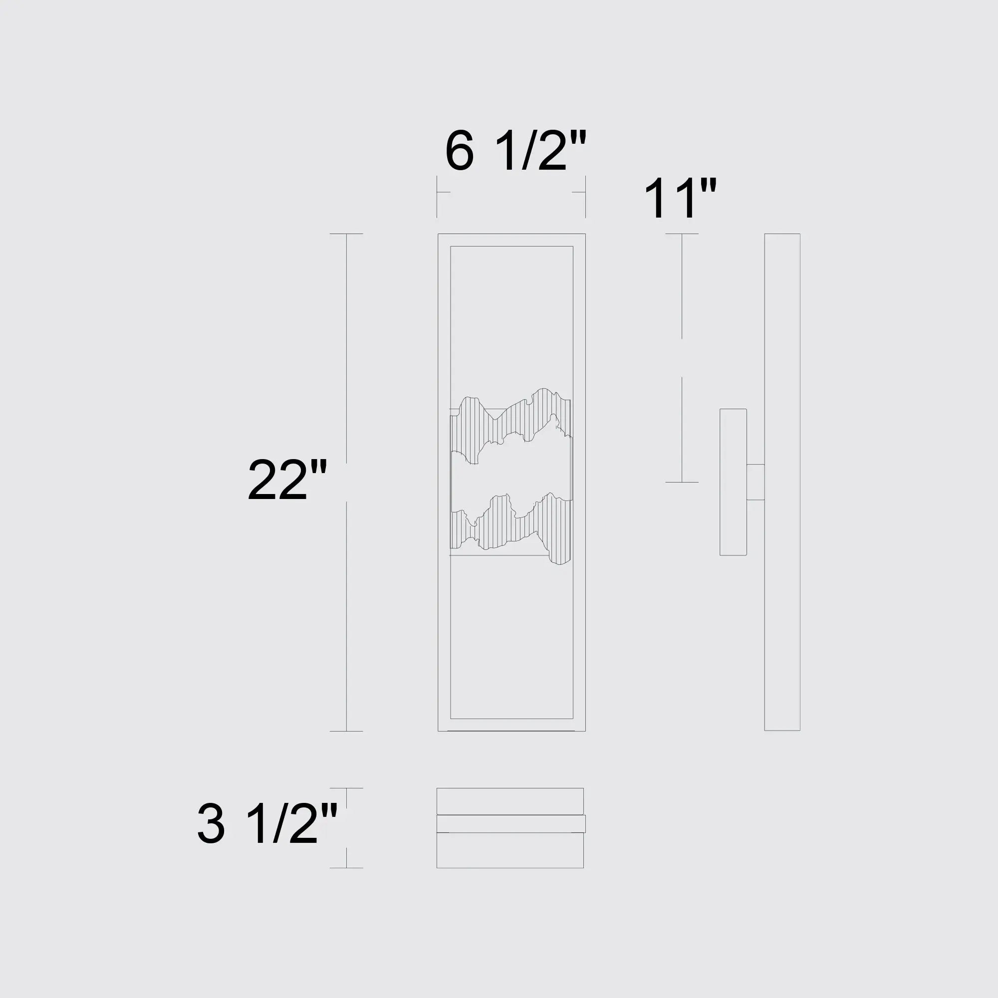 Alteck Sunrize 22-Inch Black 3-CCT LED Outdoor Wall Light - AW0112-3CCT-W-BK/PB - Line Drawing