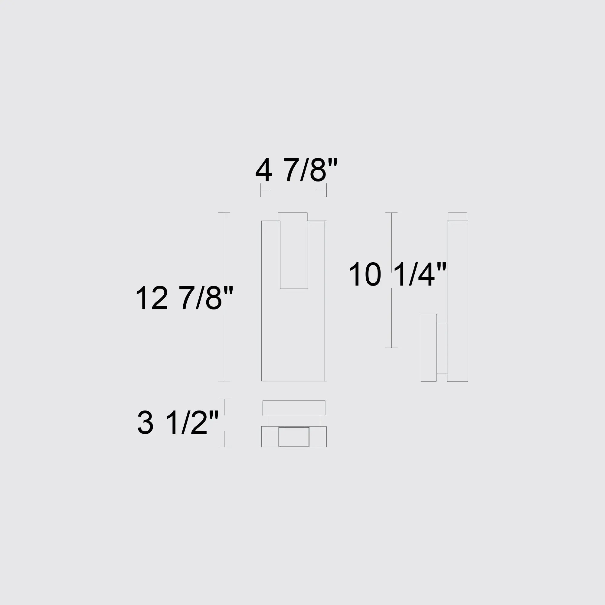 Alteck Mille 12.875-Inch Black 3-CCT LED Outdoor Wall Light - AW0116-3CCT-W-BK - Line Drawing