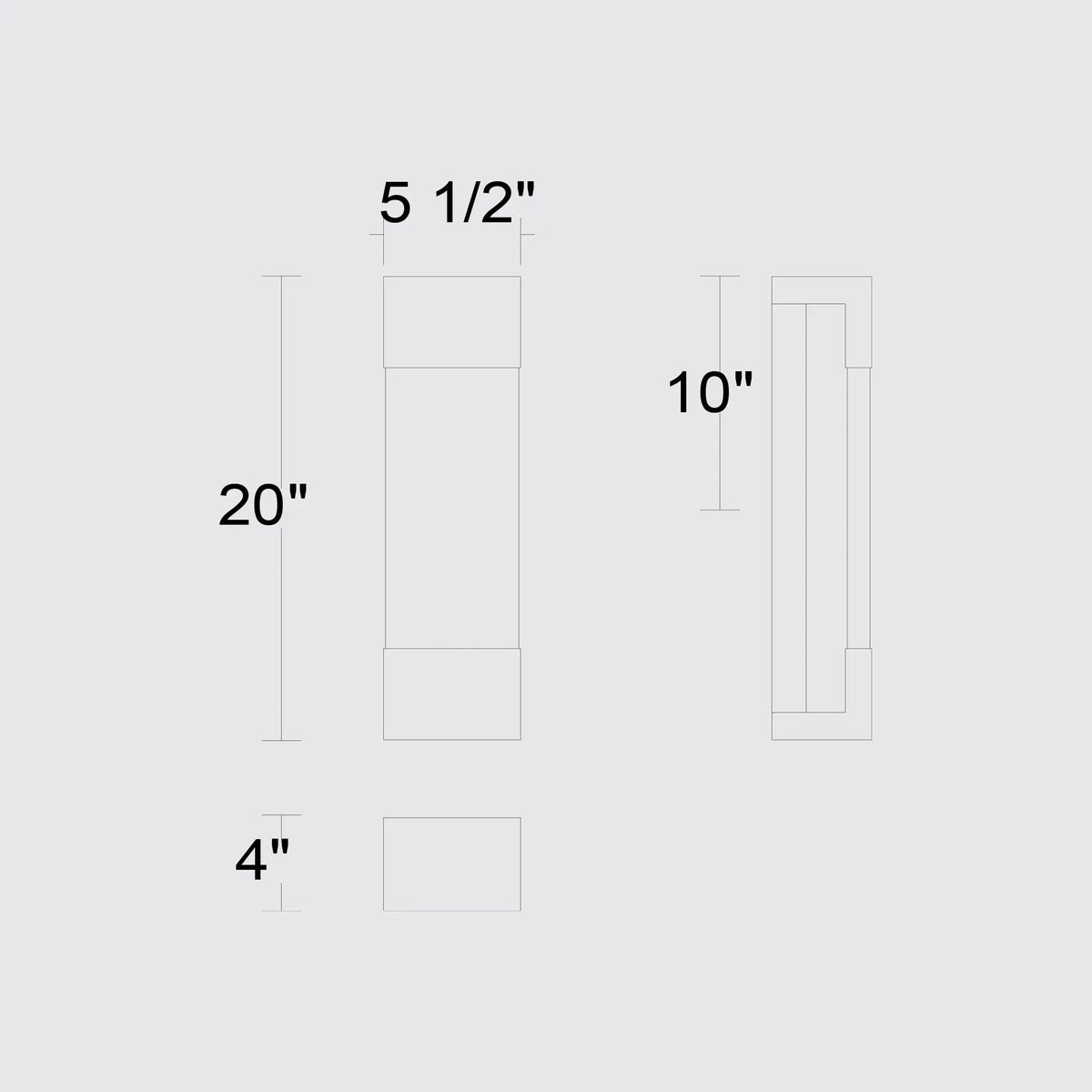 Alteck Mystic 20-Inch Painted Patina Brass 3-CCT LED Outdoor Wall Light - AW0119-3CCT-W-PPB - Line Drawing