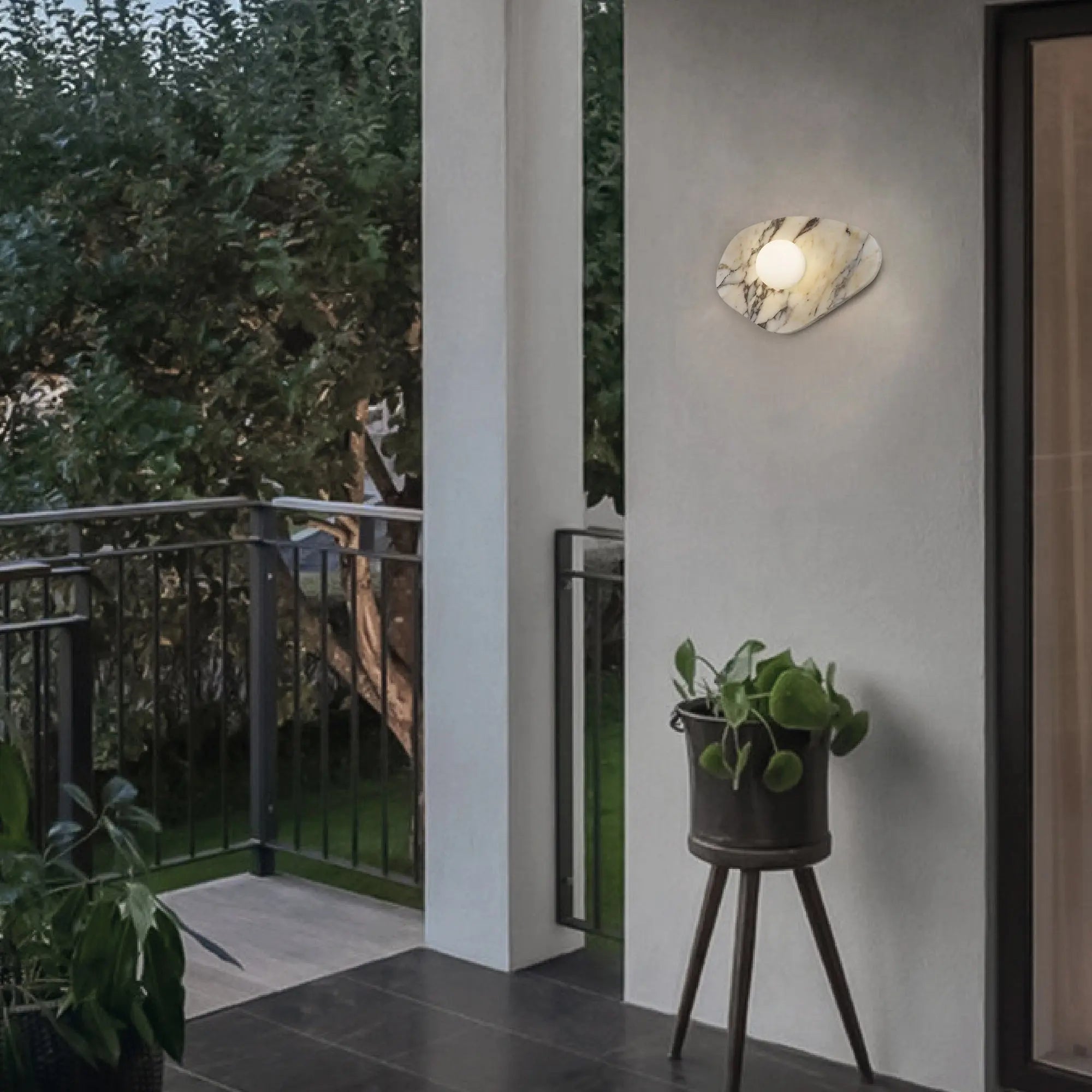Alteck Tenere 7.75-Inch Black 3-CCT LED Outdoor Wall Light - AW0120-3CCT-W-WH - Application Exterior Image