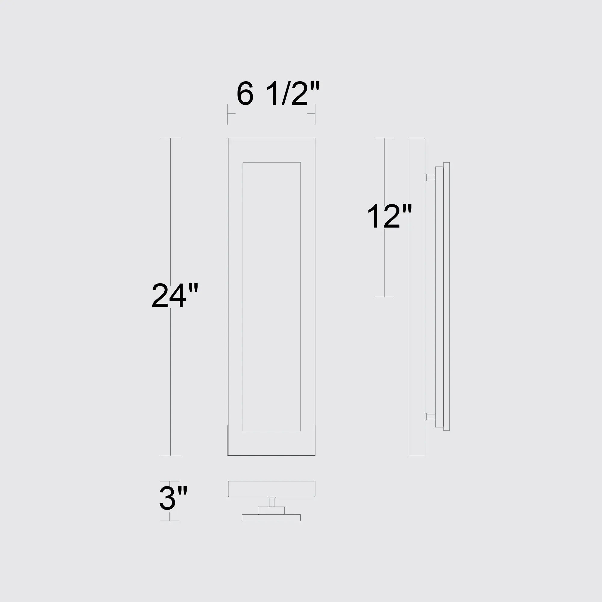 Alteck Zoey 24-Inch Painted Antique Brass 3-CCT LED Outdoor Wall Light - AW0124-3CCT-W-PAB - Line Drawing
