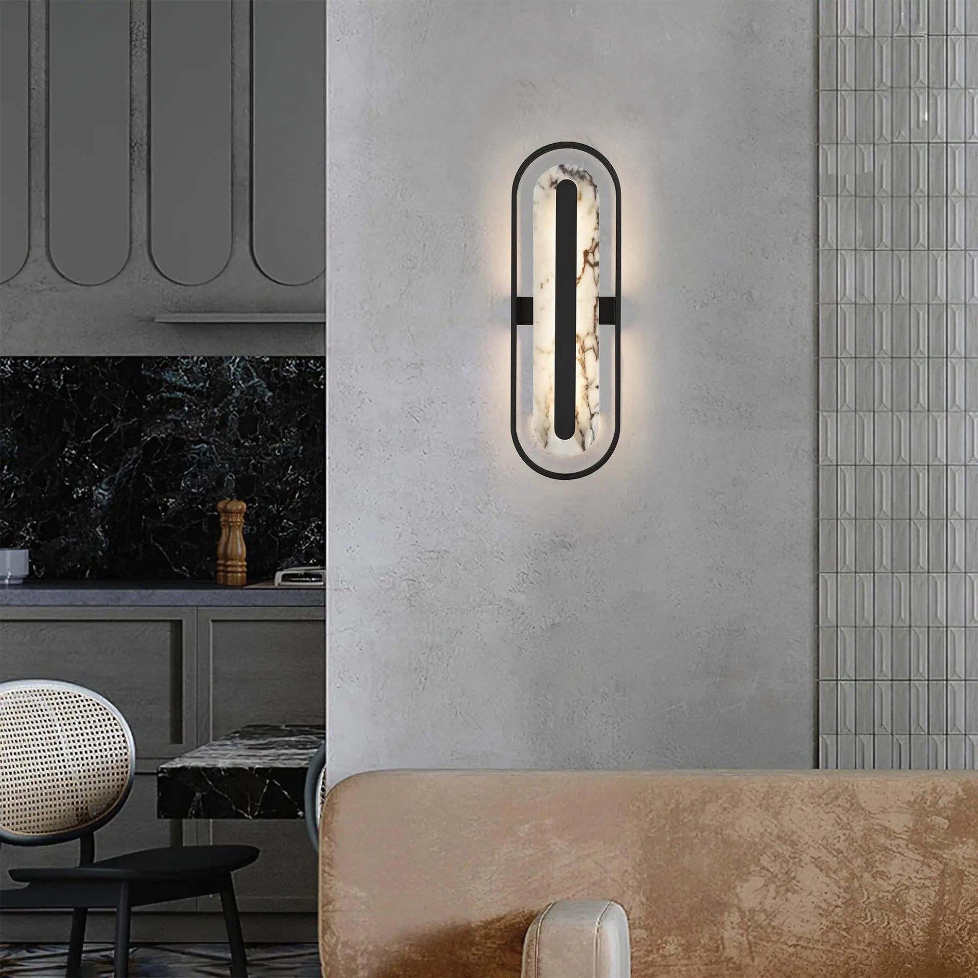 Alteck Roundabout 28-Inch Black 3-CCT LED Outdoor Wall Light - AW0126-3CCT-W-BK - Application Interior Image