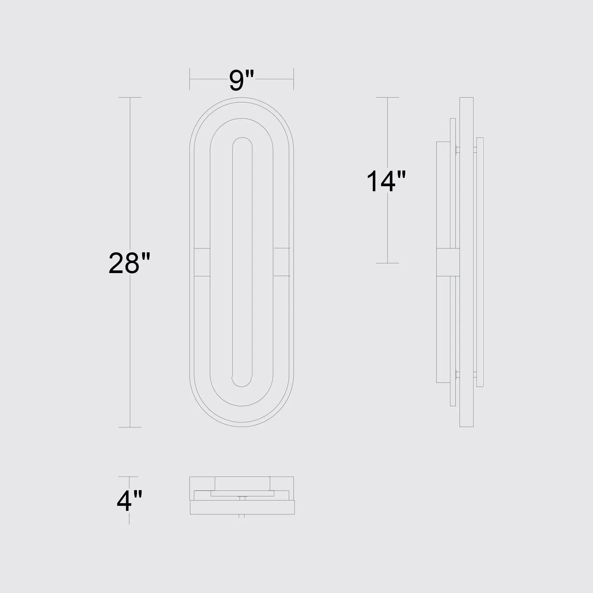 Alteck Roundabout 28-Inch Black 3-CCT LED Outdoor Wall Light - AW0126-3CCT-W-BK - Line Drawing