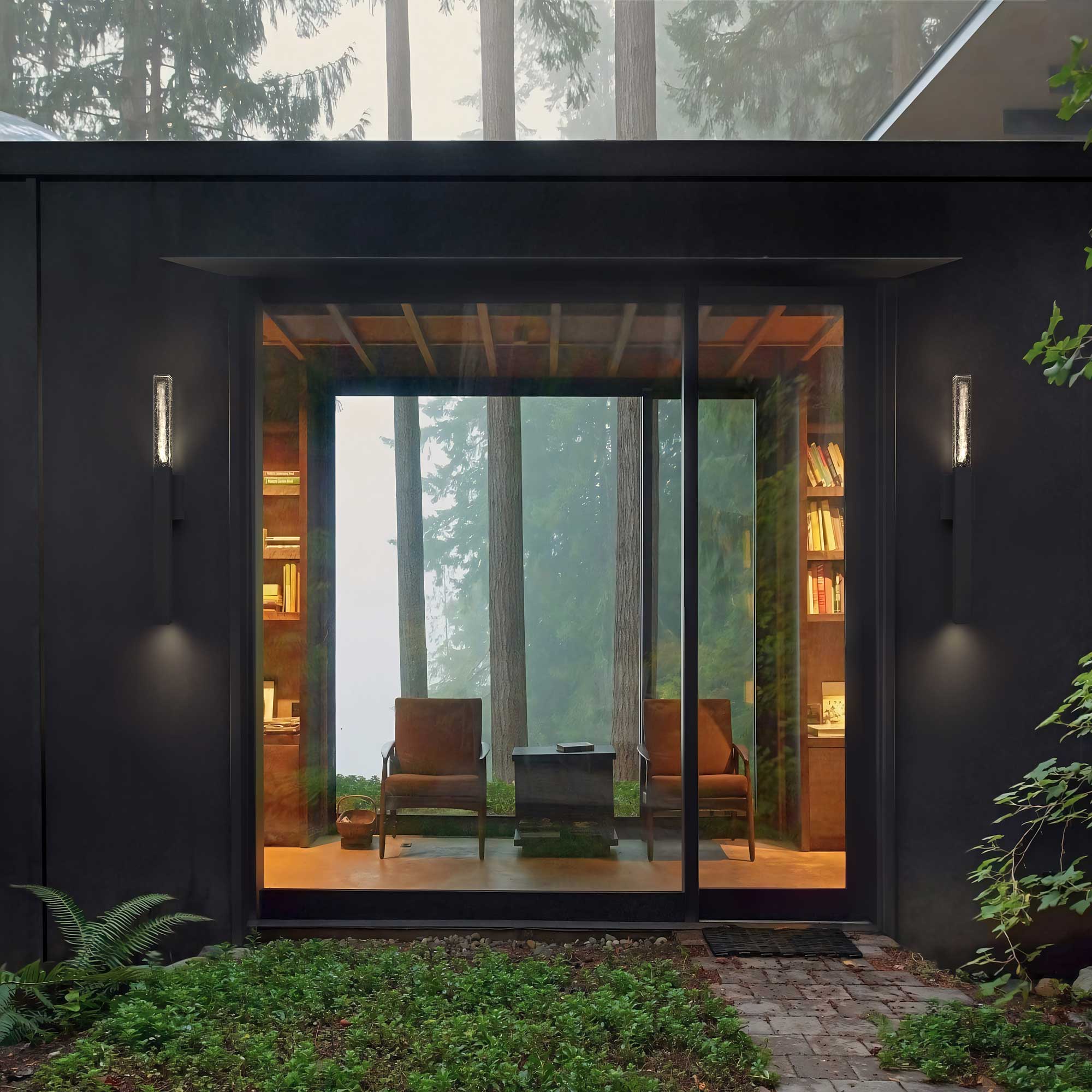 Alteck Folio 31.25-Inch Black 3-CCT LED Outdoor Wall Light - AW0128-3CCT-W-BK - Application Exterior Image